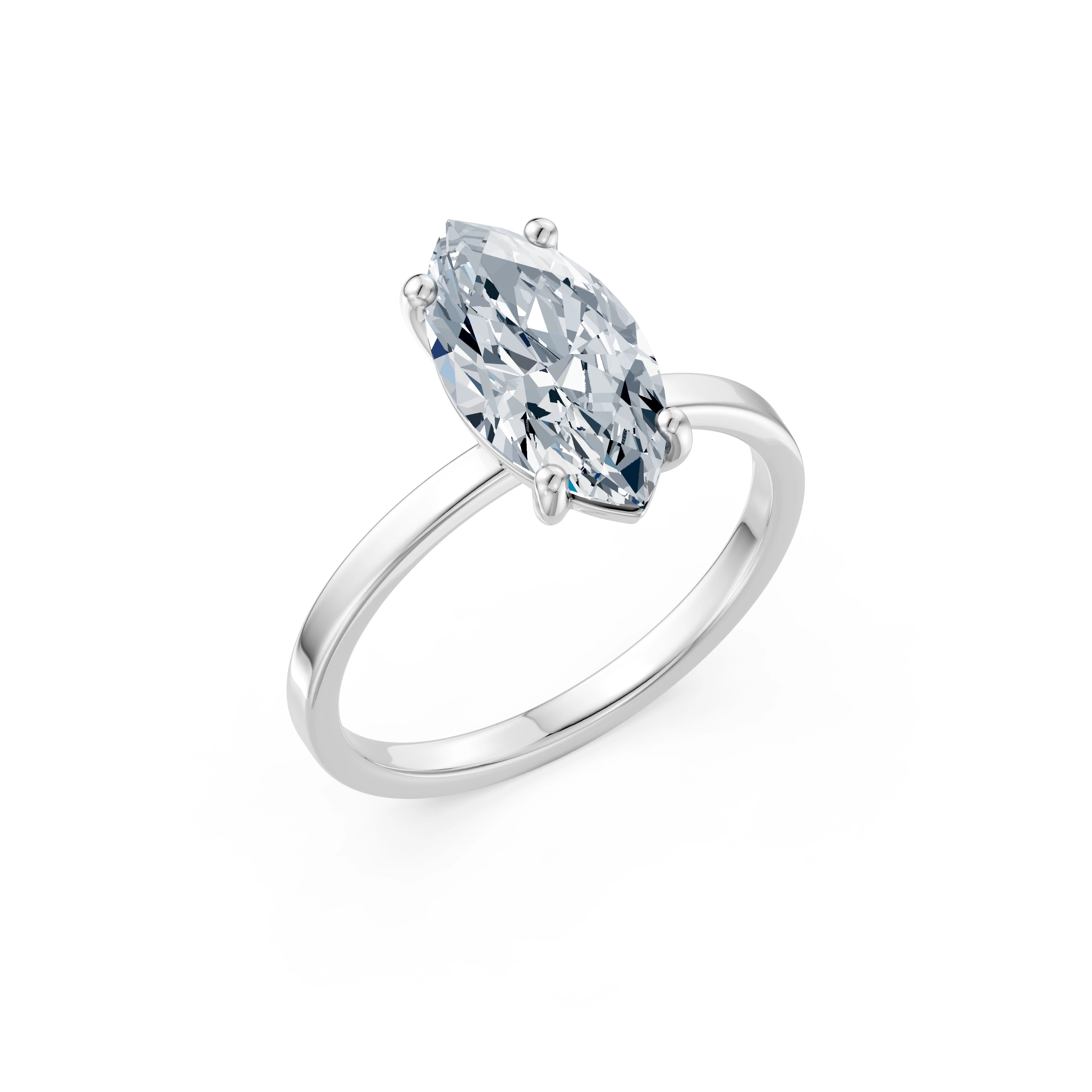 Inel de logodnă din aur cu diamant de laborator marchiză de 2 ct D/VVS2 – Cannes