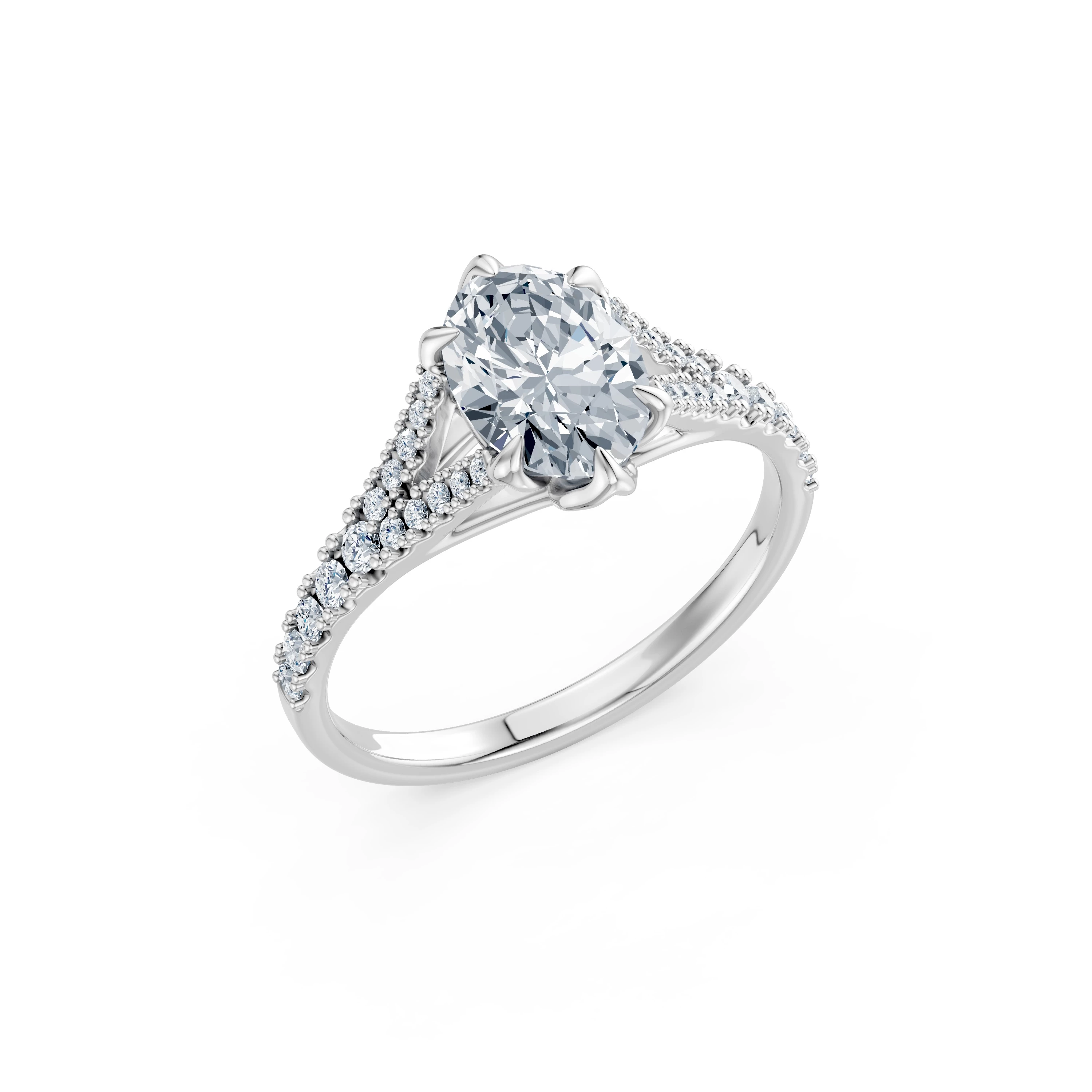Inel de logodnă din aur cu diamant de laborator oval de 1.5 ct D/VVS2 și diamante laterale – Gdansk