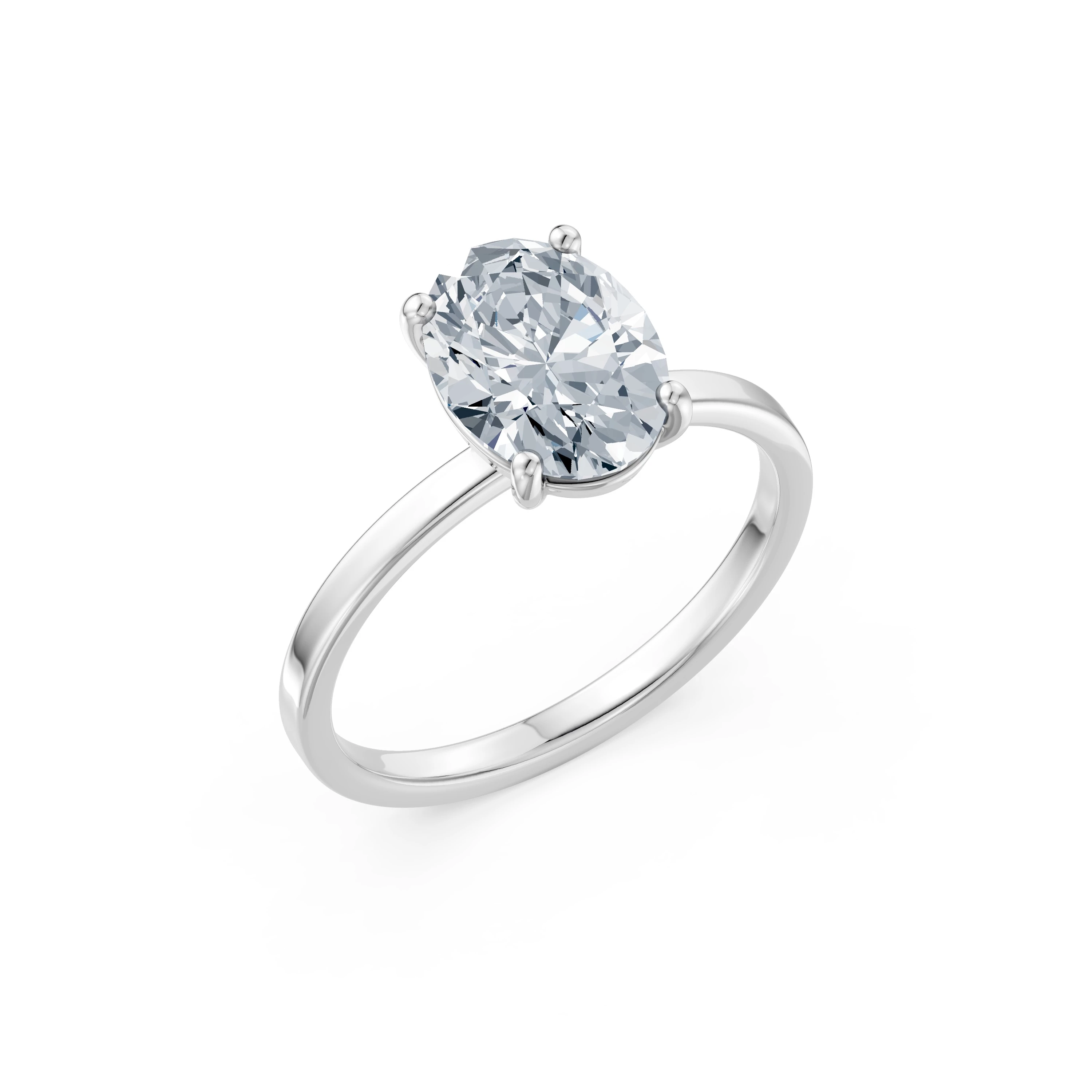 Inel de logodnă din aur cu diamant de laborator oval de 2 ct D/VVS2 – Brno