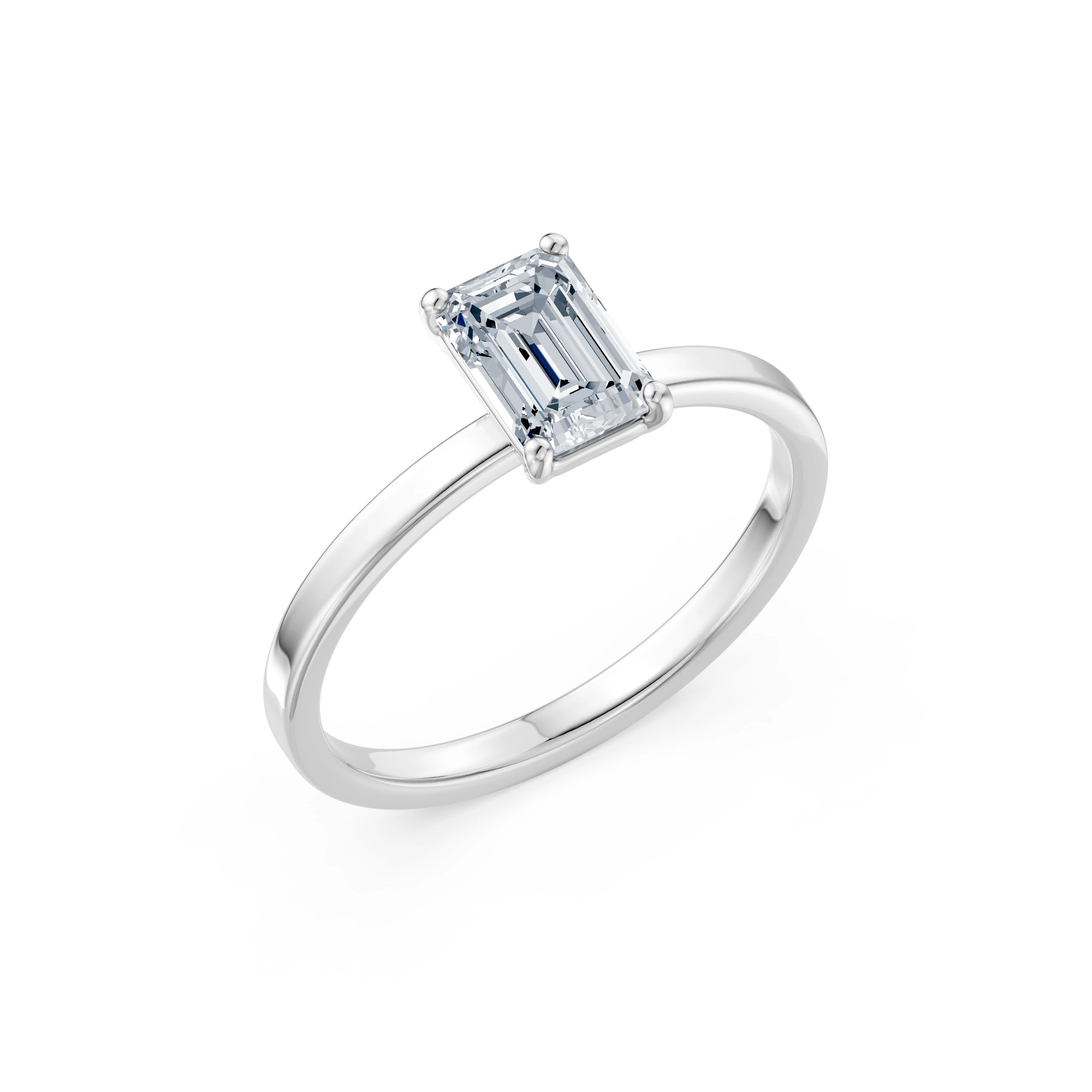 Inel de logodnă din aur cu diamant de laborator smarald de 1 ct D/VVS2 – Rouen