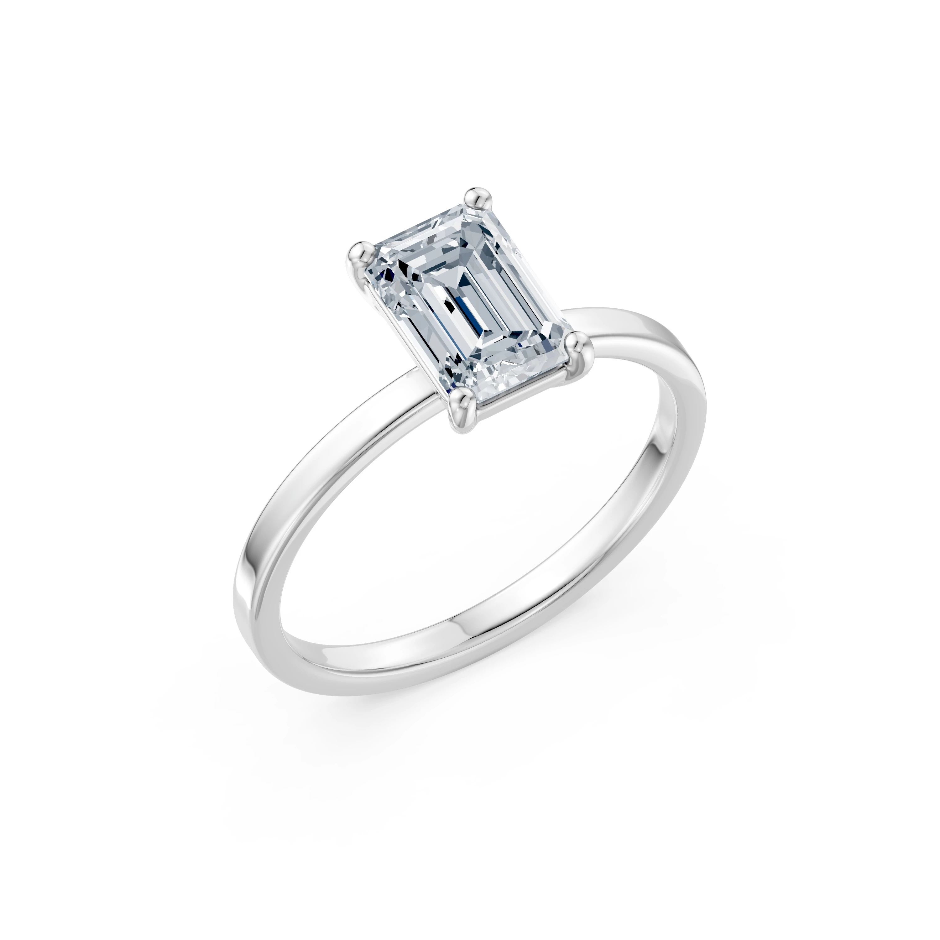 Inel de logodnă din aur cu diamant de laborator smarald de 1.5 ct D/VVS2 – Modena