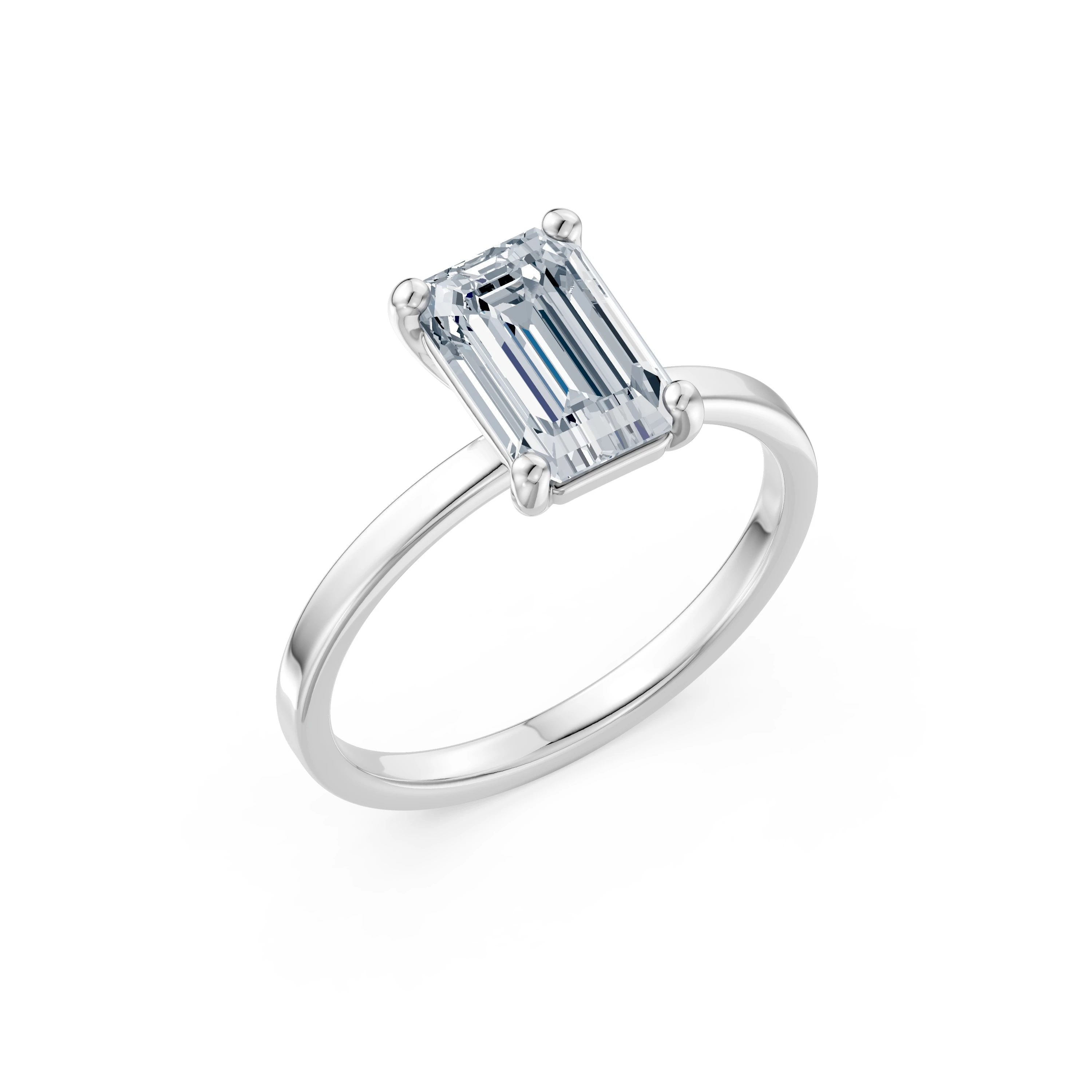 Inel de logodnă din aur cu diamant de laborator smarald de 2 ct D/VVS2 – Positano