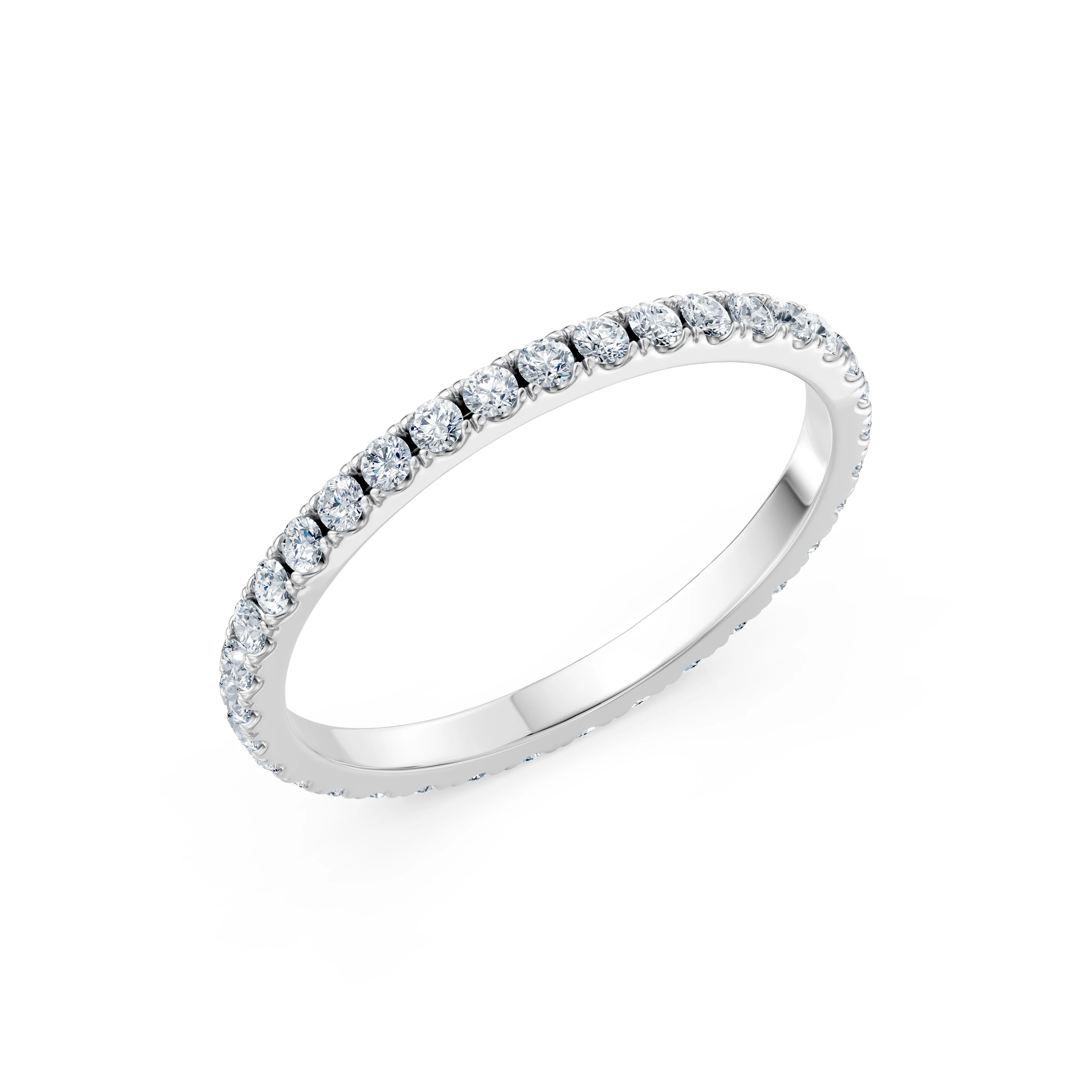 Inel de logodnă eternity din aur cu diamante naturale, diamant central de 0.53 ct, G/SI – Isadora Romantică