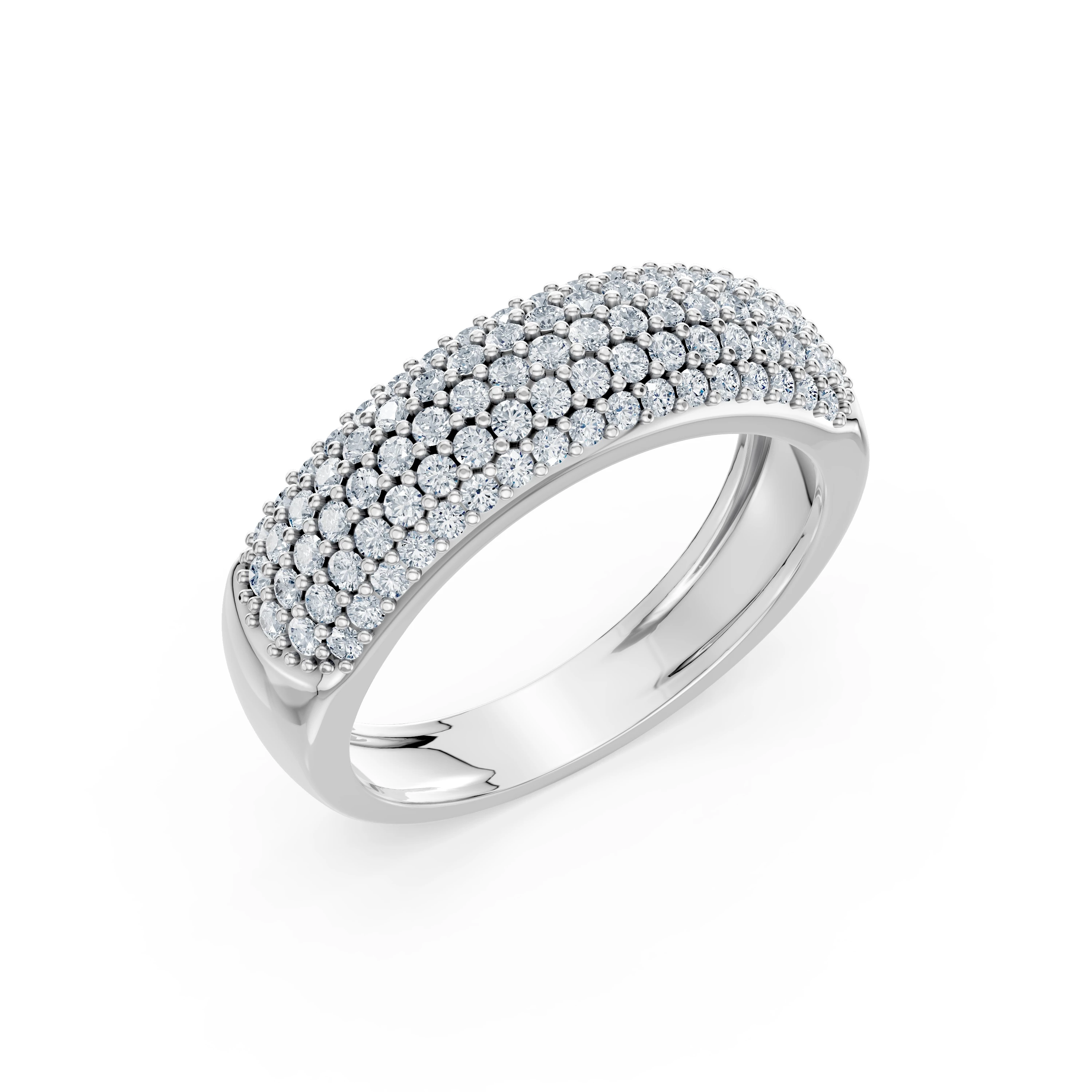 Inel de logodnă eternity din aur cu diamante naturale, diamant central de 0.71 ct, G/SI – Elara Grațioasă