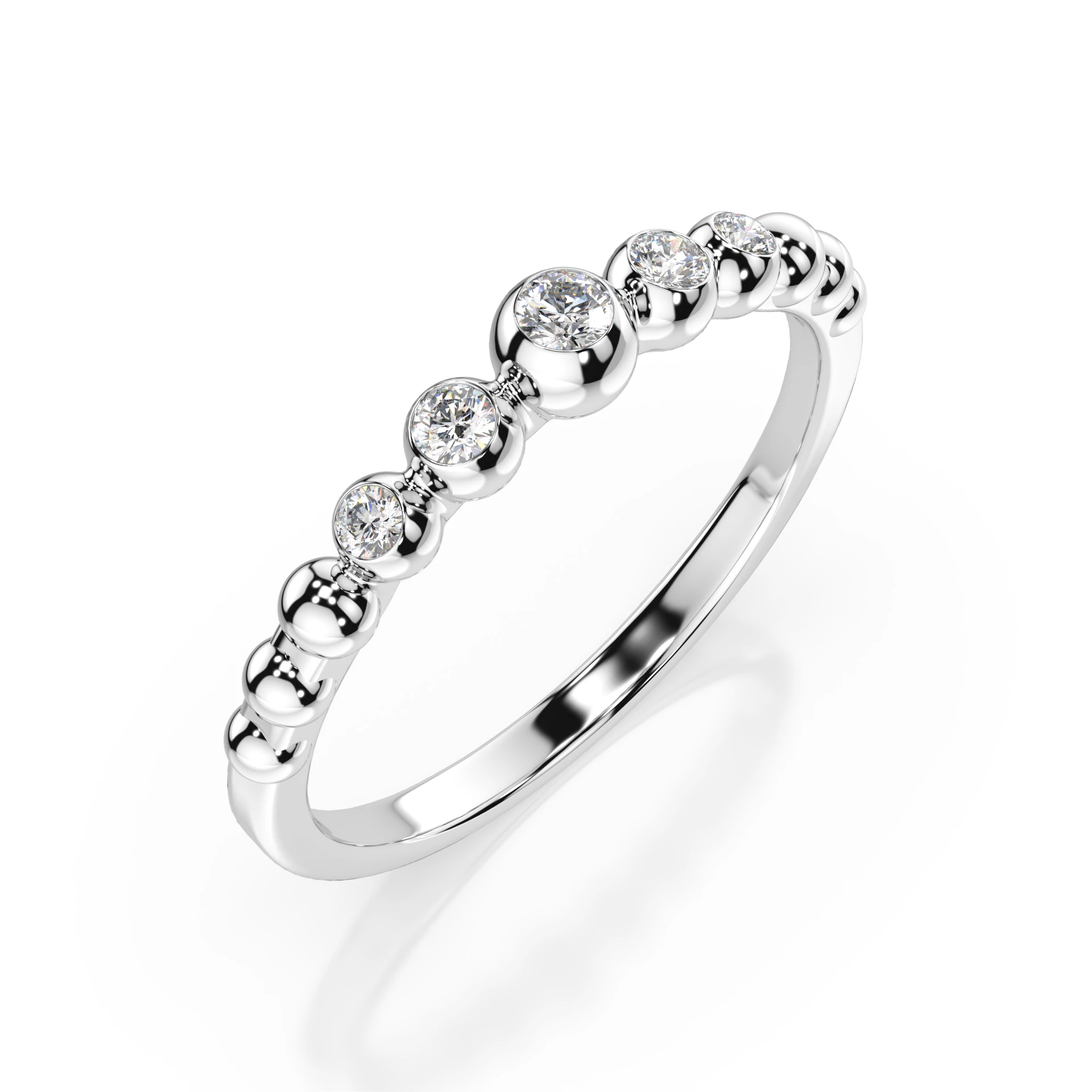 Inel de logodnă eternity din aur 14k cu diamante naturale, diamant central rotund de 0.03 ct, G/SI – Florentina Prețioasă