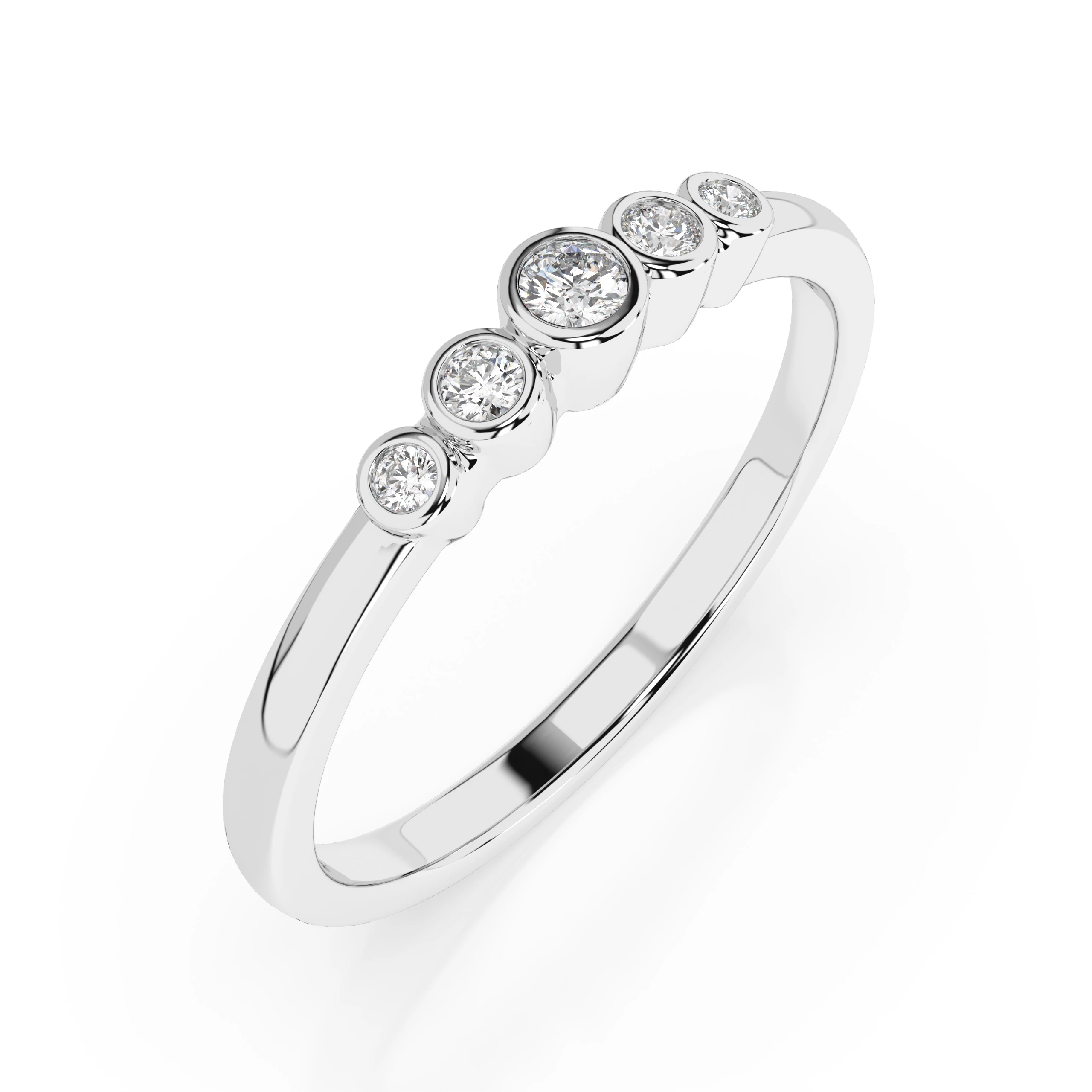 Inel de logodnă eternity din aur cu diamante naturale, diamant central rotund de 0.03 ct, G/SI – Isadora Grațioasă