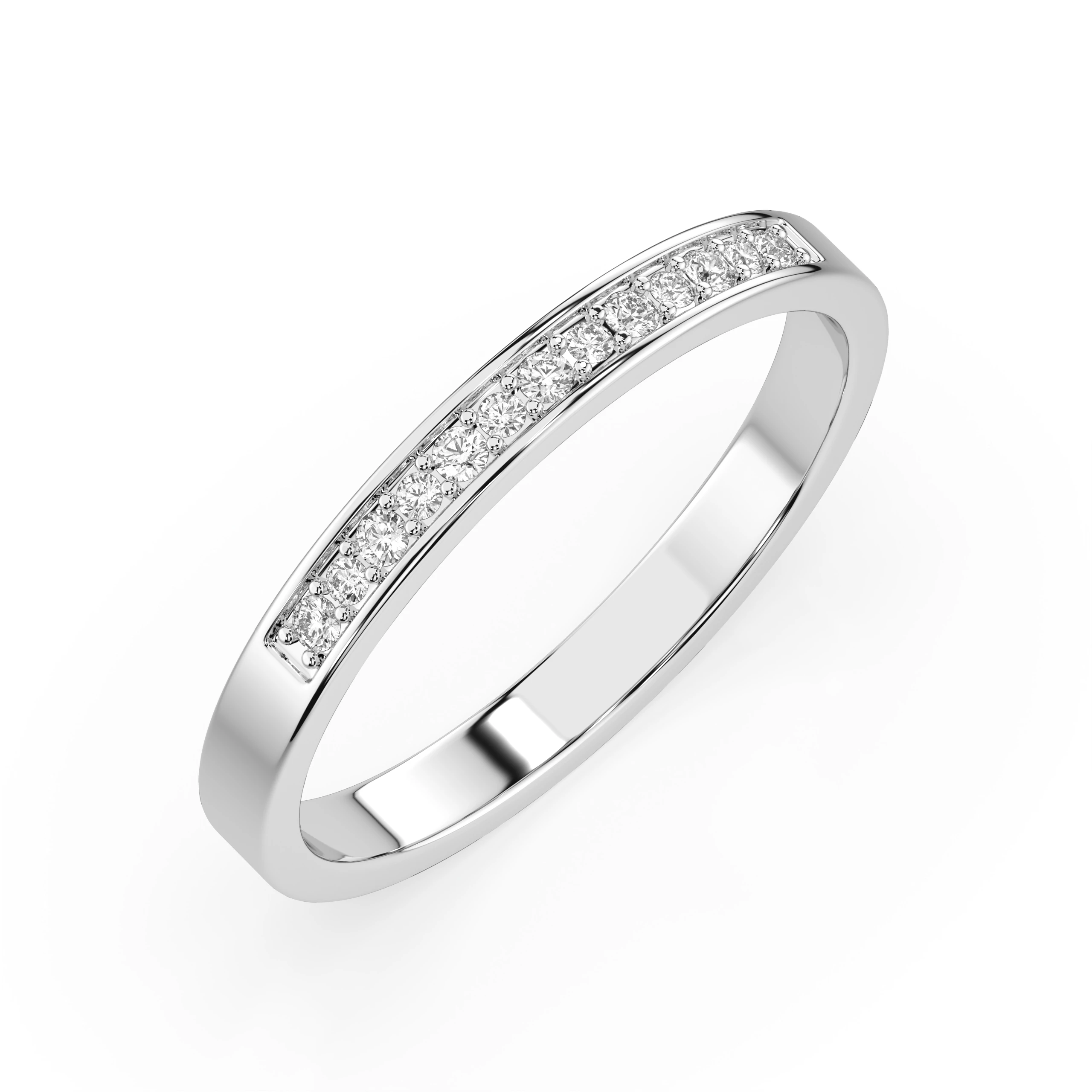 Inel de logodnă eternity din aur cu diamante naturale, diamant central rotund de 0.04 ct, G/SI – Ophelia Grațioasă