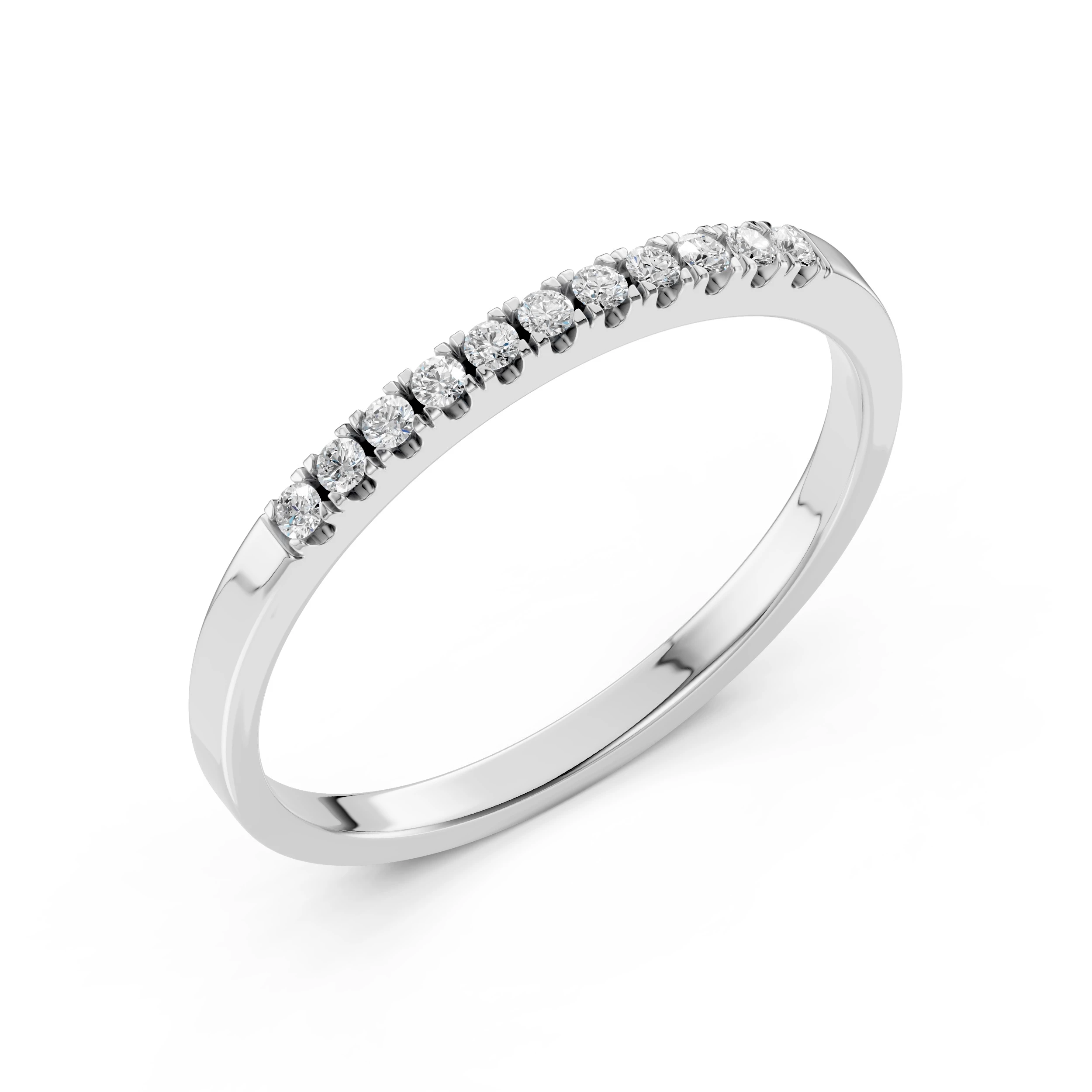 Inel de logodnă eternity din aur 14k cu diamante naturale, diamant central rotund de 0.11 ct, G/SI – Amalthea Luminoasă