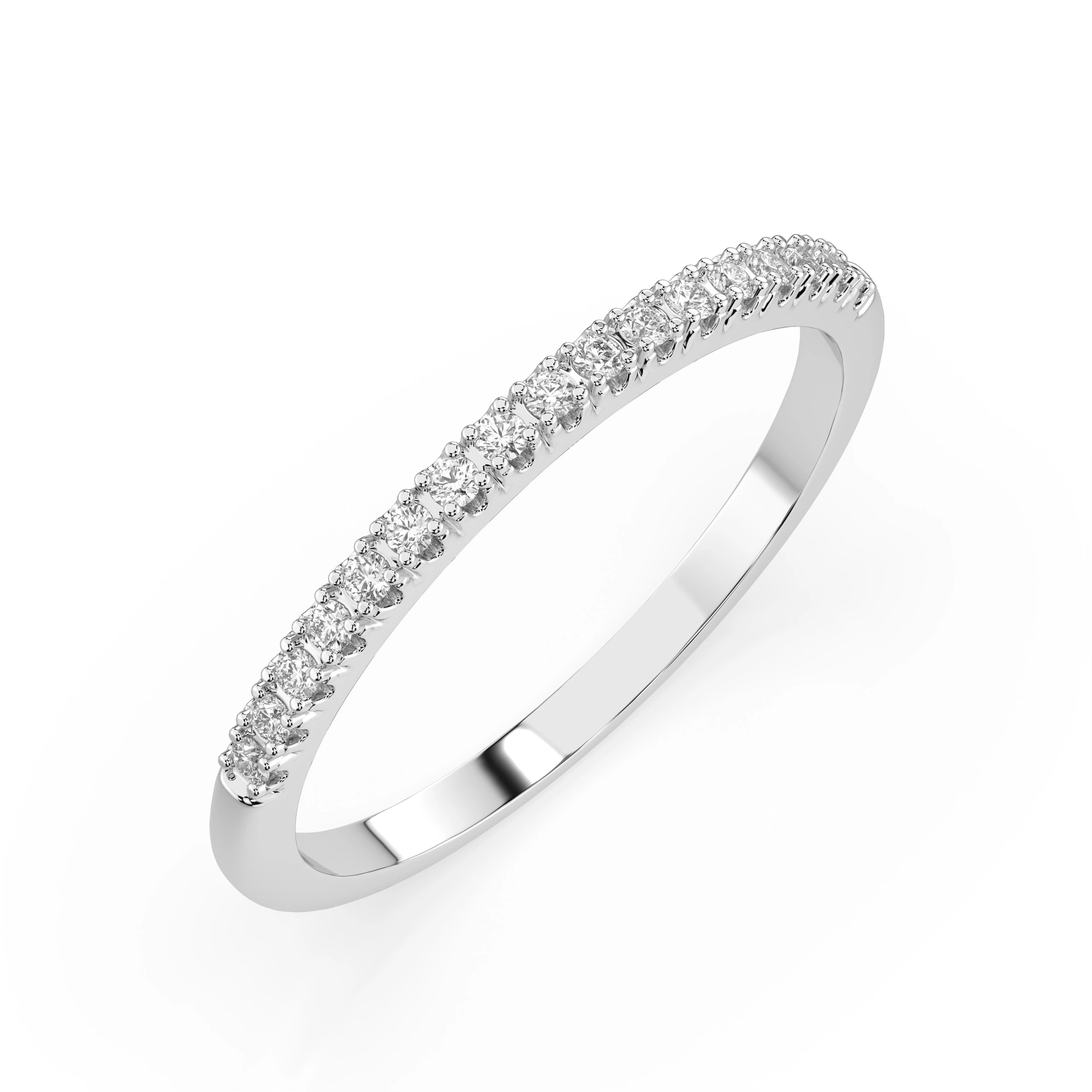 Inel de logodnă eternity din aur 14k cu diamante naturale, diamant central rotund de 0.14 ct, G/SI – Rosalina Romantică