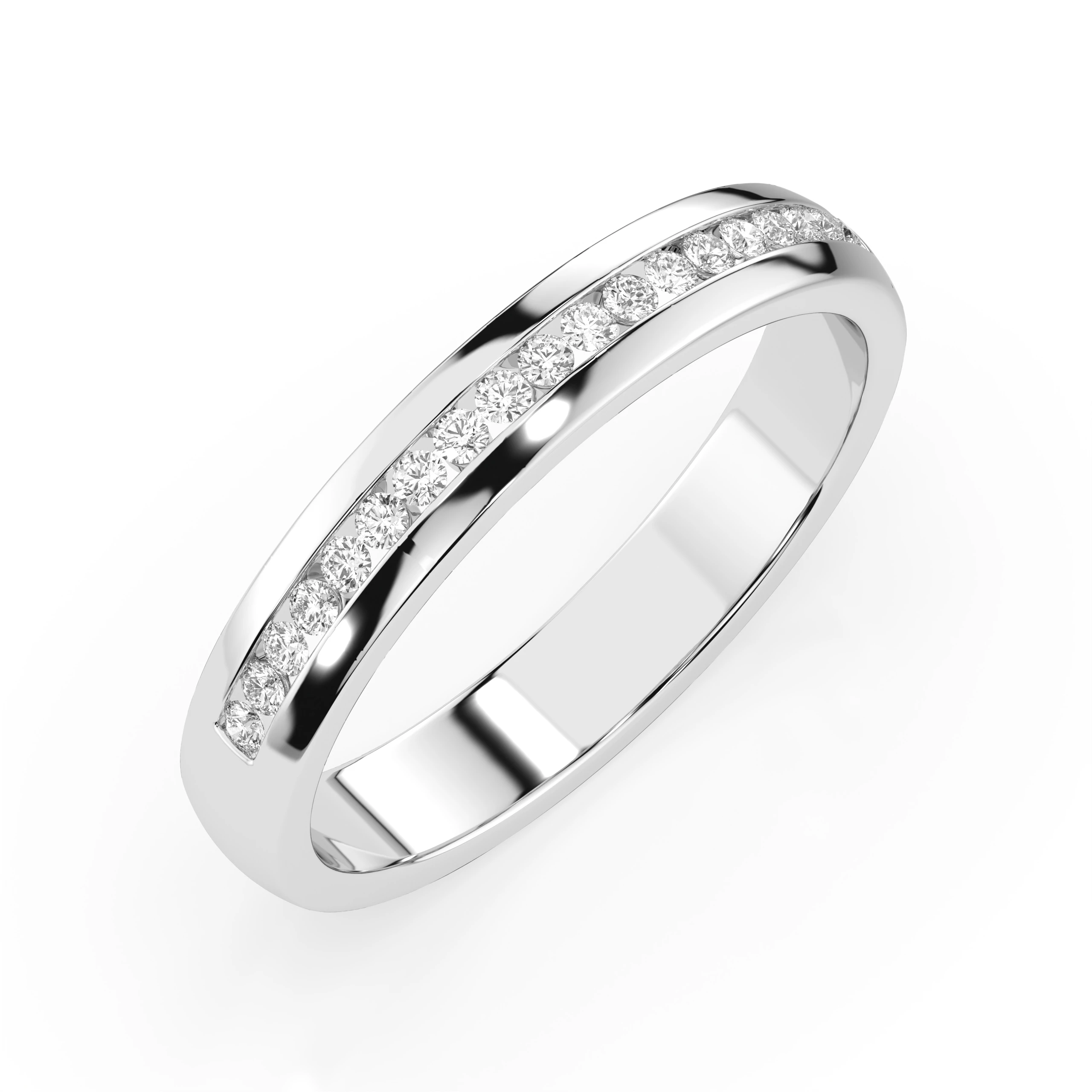Inel de logodnă eternity din aur 14k cu diamante naturale, diamant central rotund de 0.15 ct, G/SI – Arabella Sublimă
