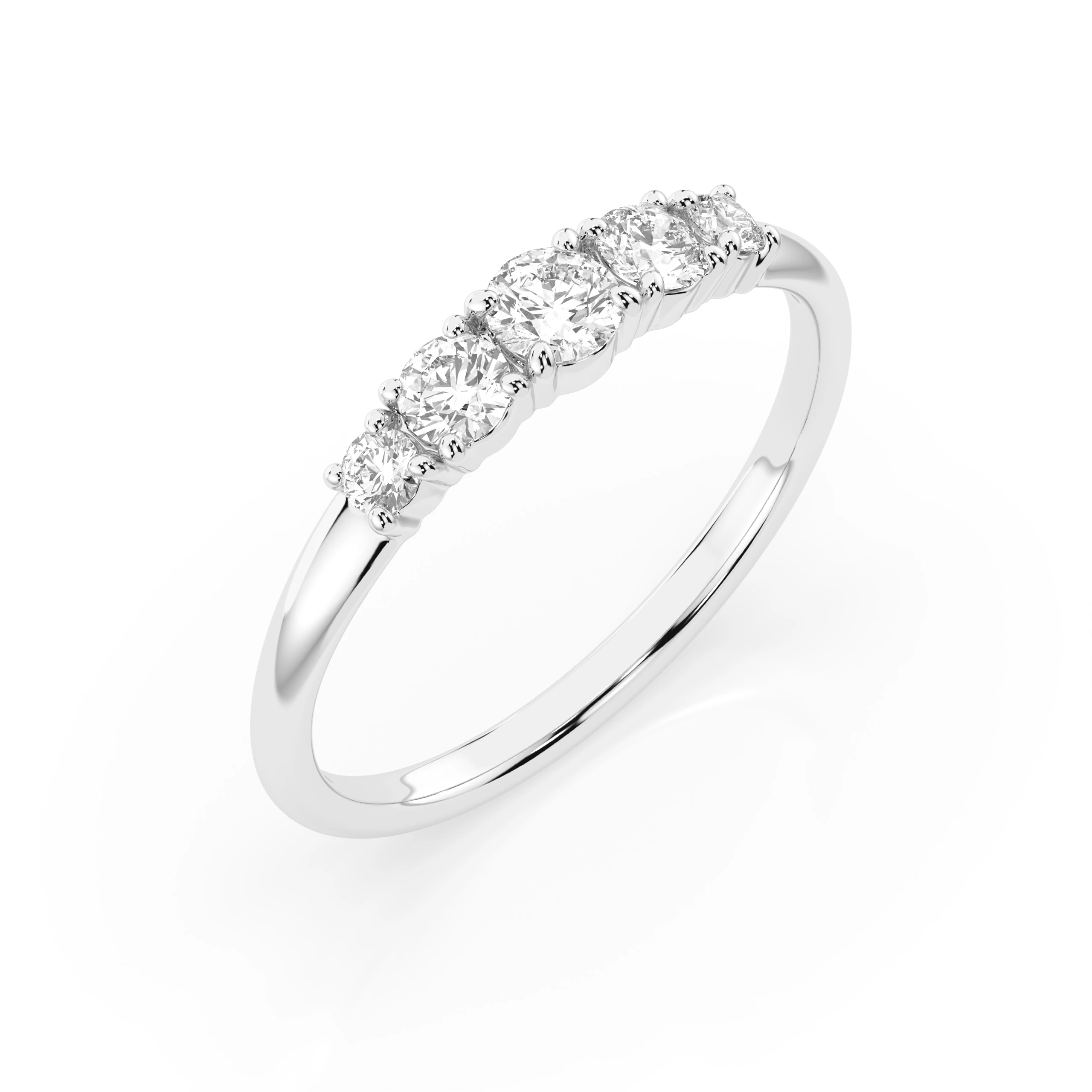 Inel de logodnă eternity din aur cu diamante naturale, diamant central rotund de 0.15 ct, G/SI – Leonora Sublimă