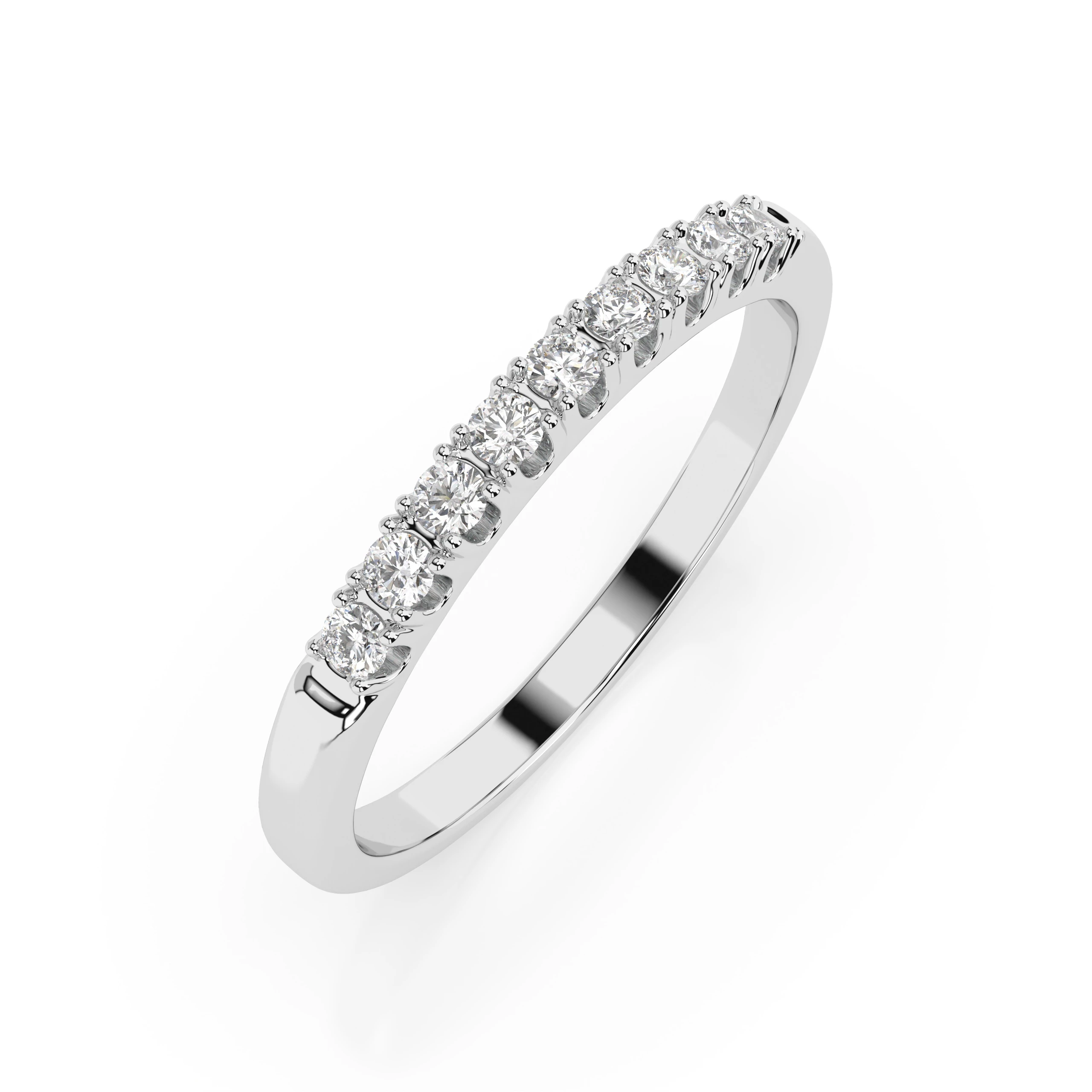 Inel de logodnă eternity din aur 14k cu diamante naturale, diamant central rotund de 0.18 ct, G/SI – Arabella Luminoasă