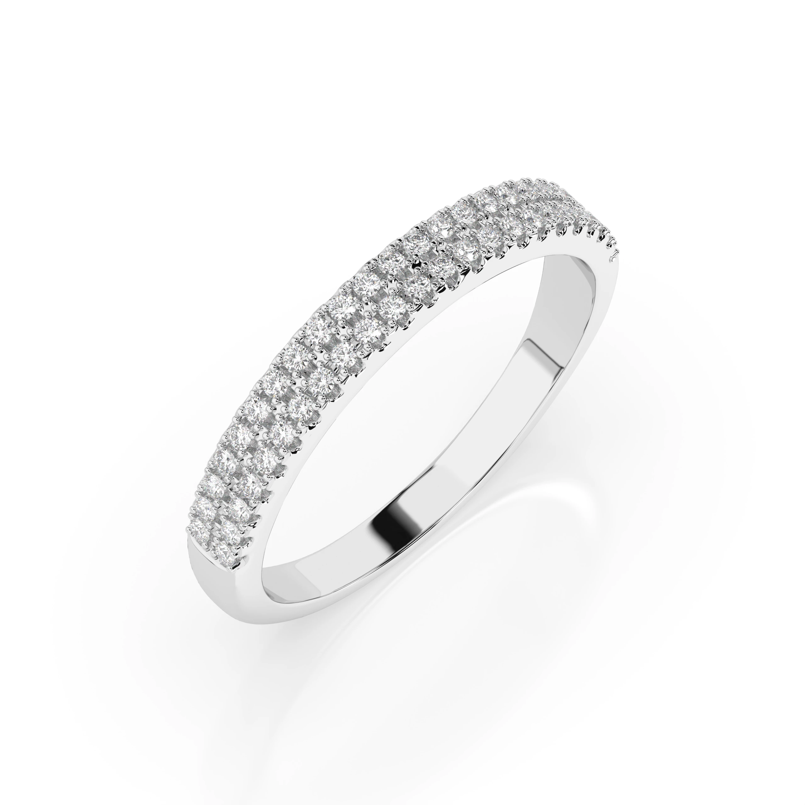 Inel de logodnă eternity din aur cu diamante naturale, diamant central rotund de 0.18 ct, G/SI – Seraphina Rafinată