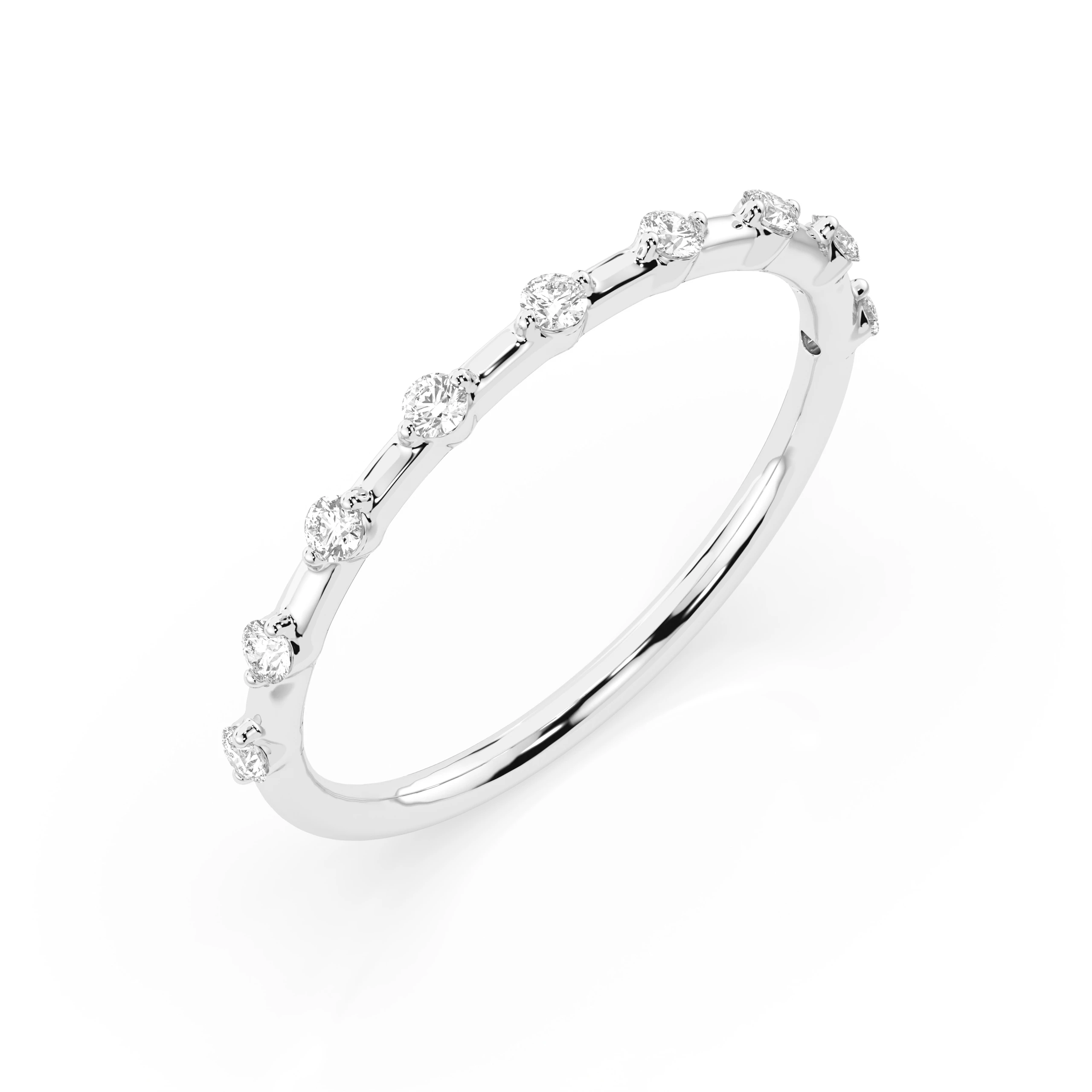 Inel de logodnă eternity din aur 14k cu diamante naturale, diamant central rotund de 0.18 ct, G/SI – Violetta Strălucitoare