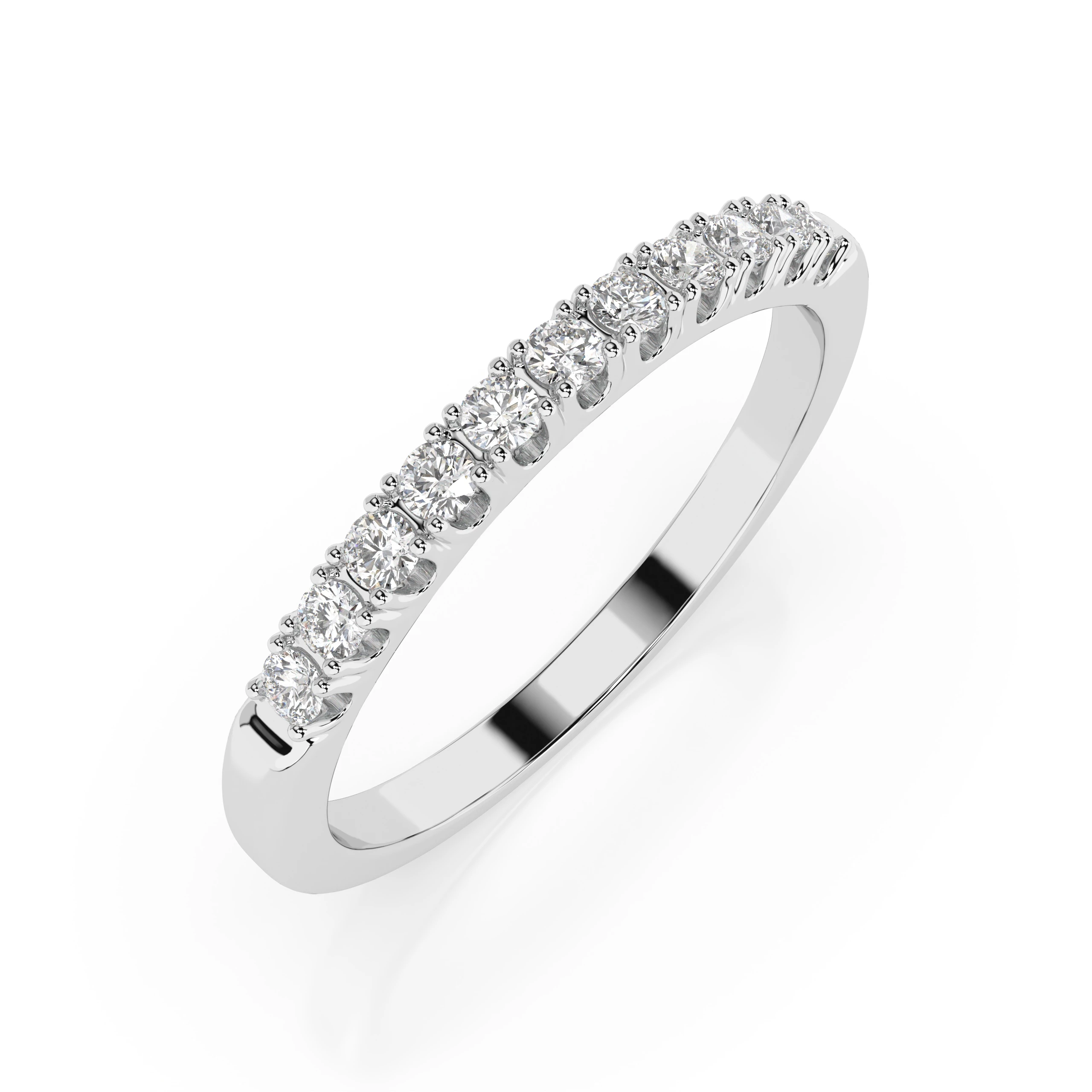 Inel de logodnă eternity din aur 14k cu diamante naturale, diamant central rotund de 0.22 ct, G/SI – Calista Romantică