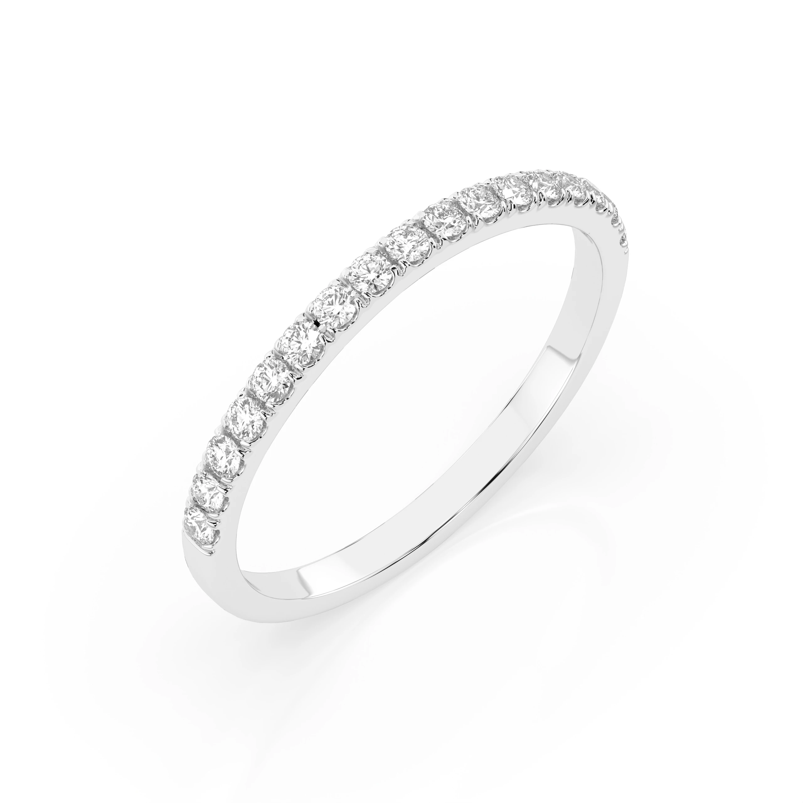 Inel de logodnă eternity din aur 14k cu diamante naturale, diamant central rotund de 0.26 ct, G/SI – Calista Prețioasă
