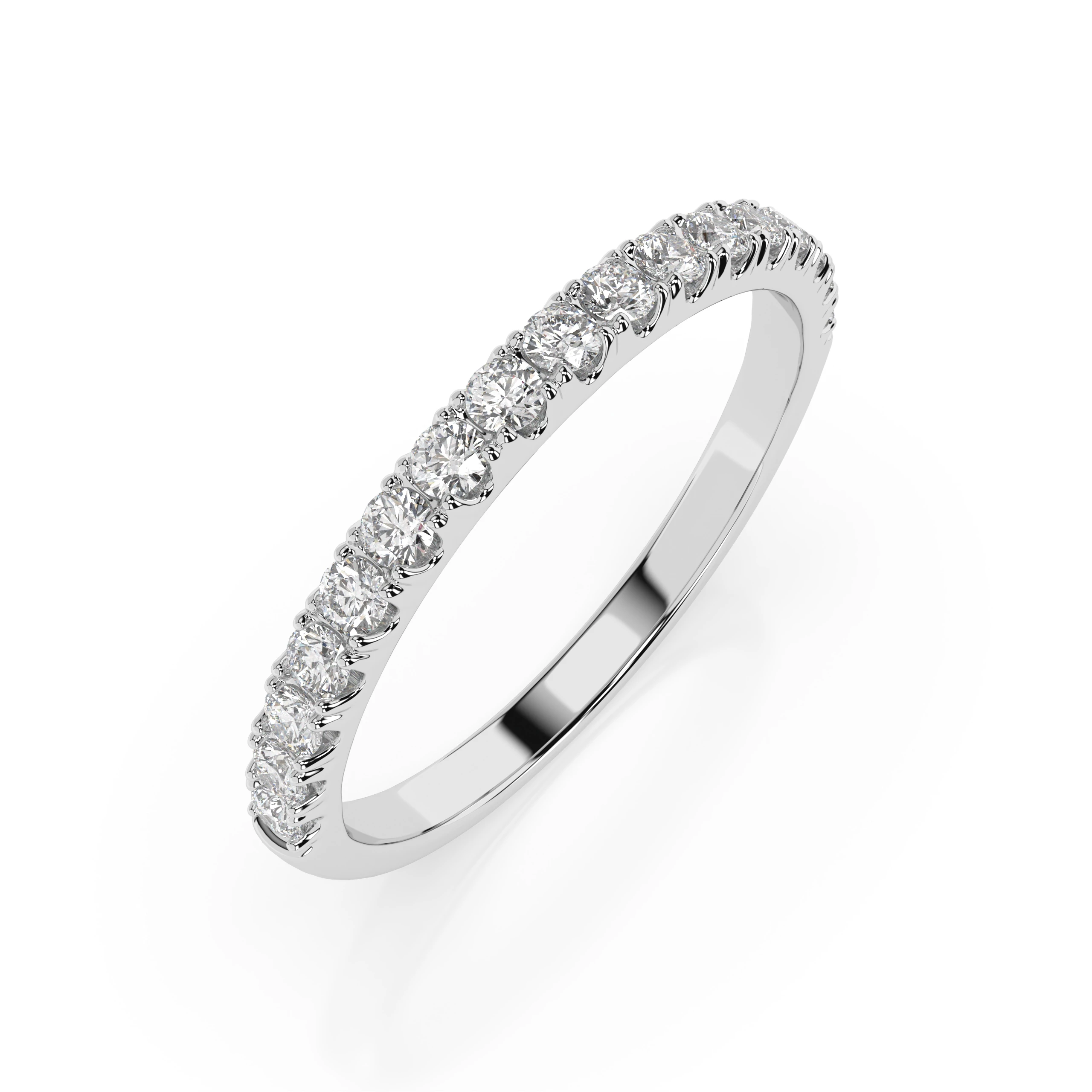 Inel de logodnă eternity din aur 14k cu diamante naturale, diamant central rotund de 0.34 ct, G/SI – Calista Divină