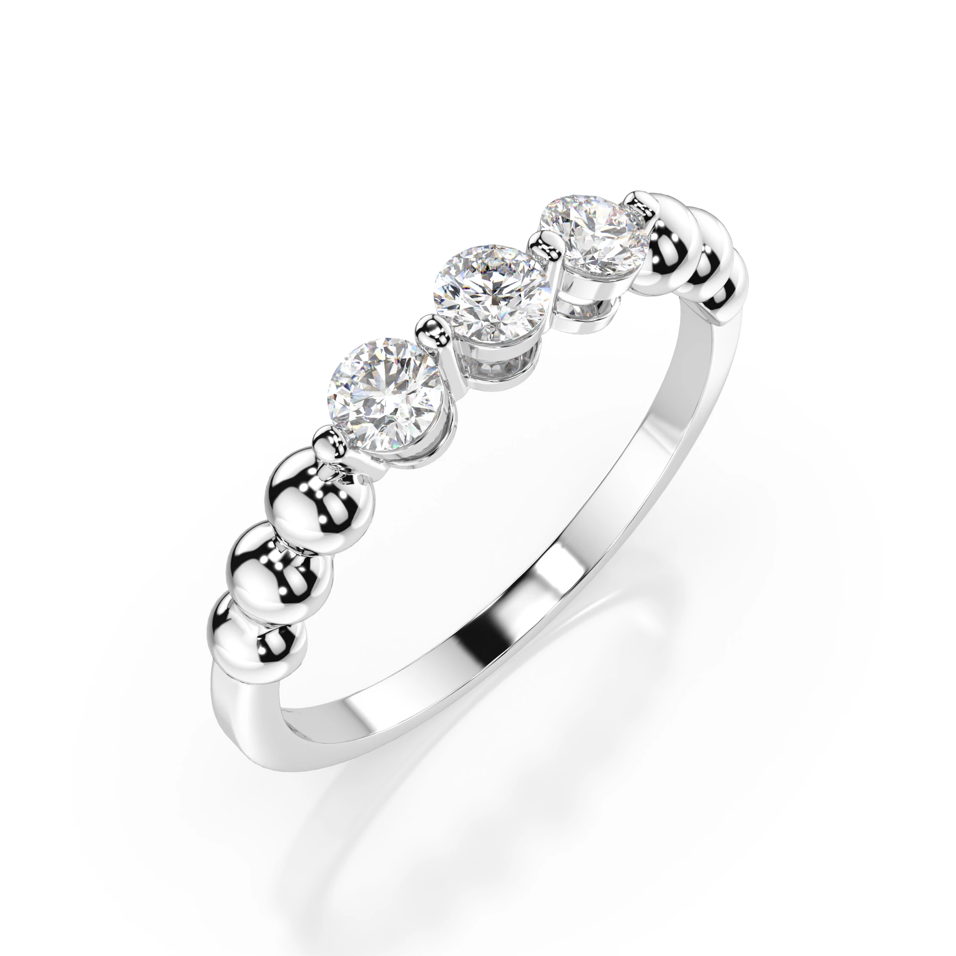Inel de logodnă eternity din aur cu diamante naturale, diamant central rotund de 0.39 ct, G/SI – Elara Regală