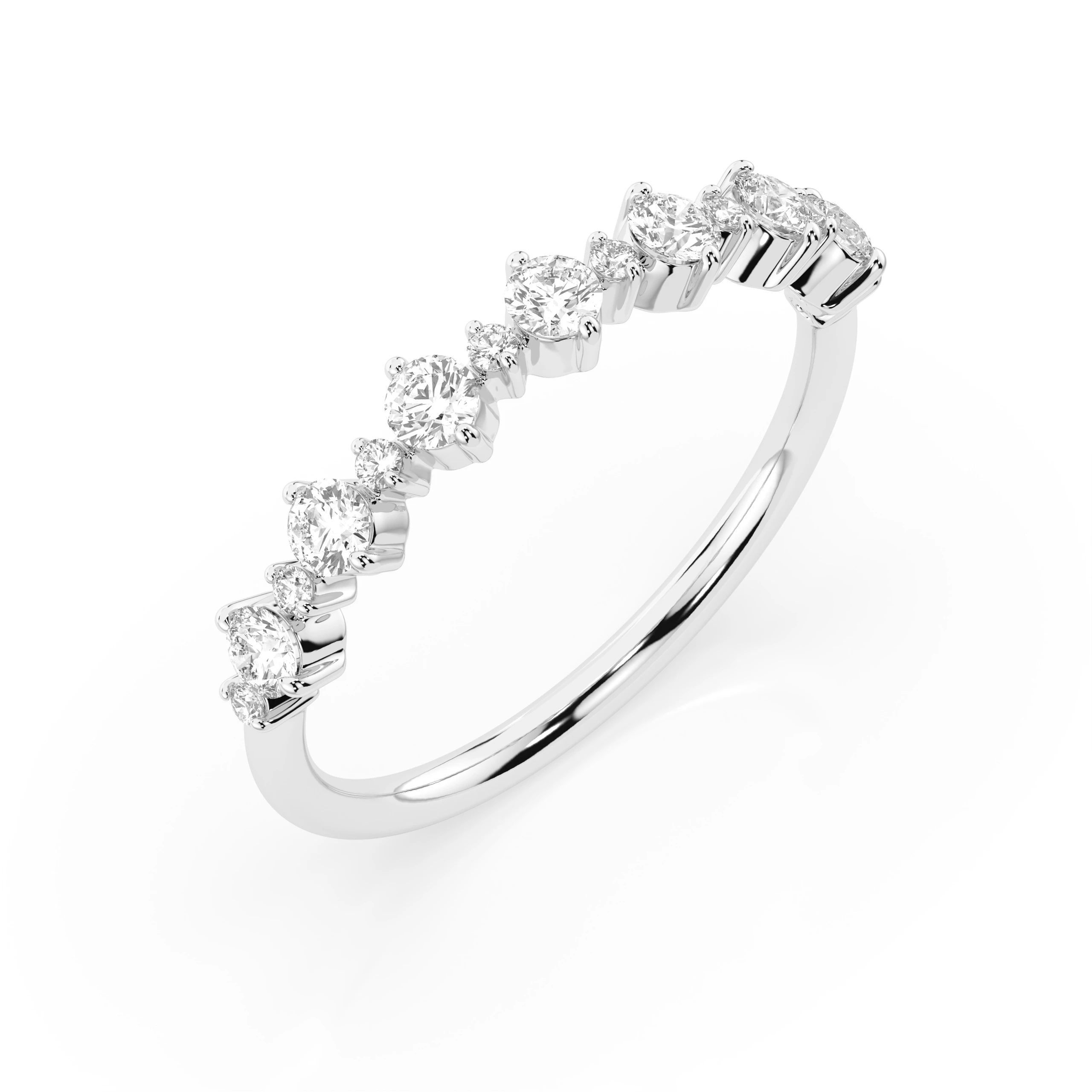 Inel de logodnă eternity din aur 14k cu diamante naturale, diamant central rotund de 0.42 ct, G/SI – Florentina Luminoasă