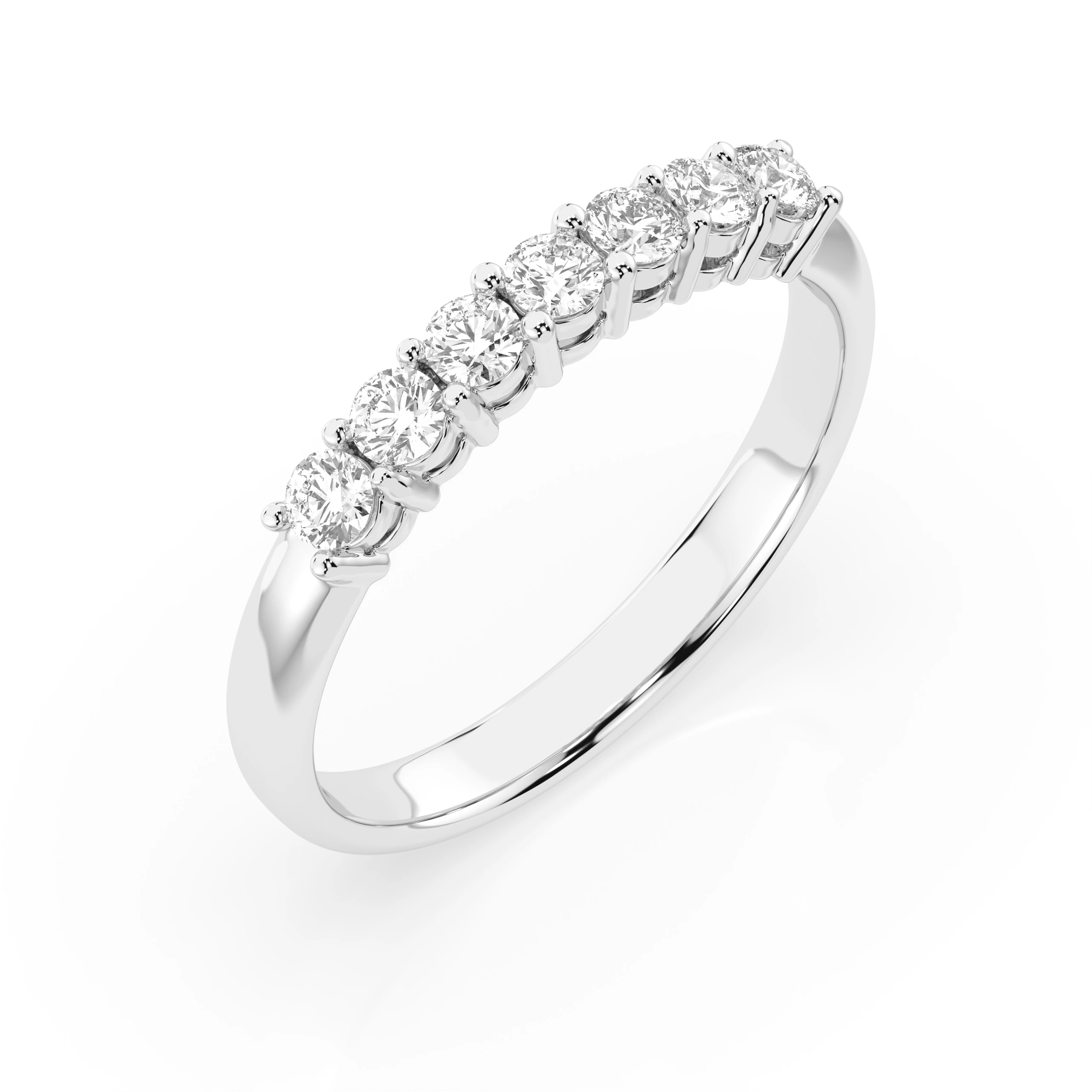 Inel de logodnă eternity din aur cu diamante naturale, diamant central rotund de 0.42 ct, G/SI – Mirabella Strălucitoare