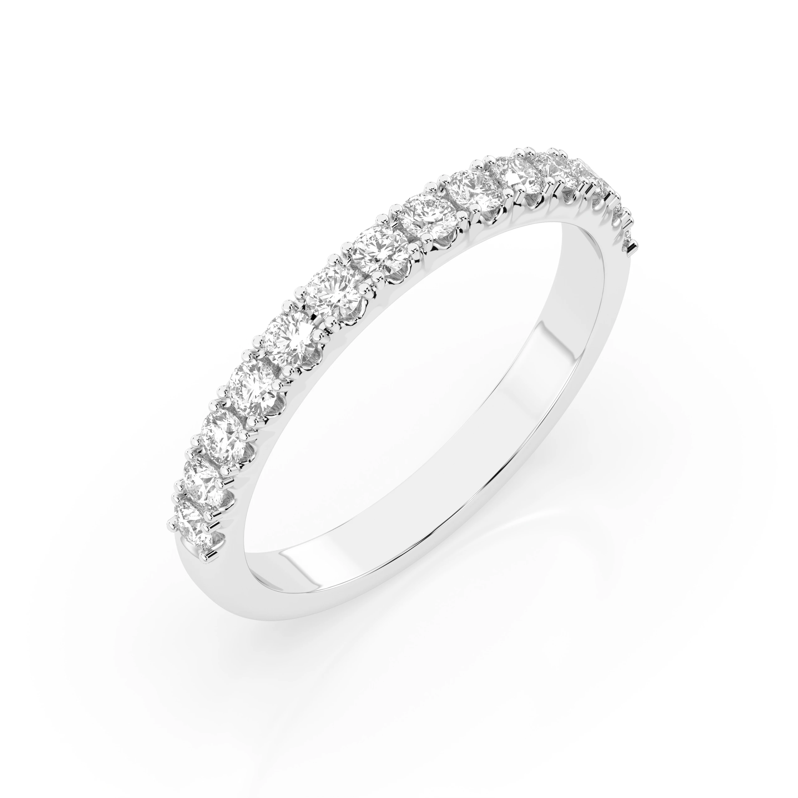 Inel de logodnă eternity din aur cu diamante naturale, diamant central rotund de 0.42 ct, G/SI – Ophelia Eternă