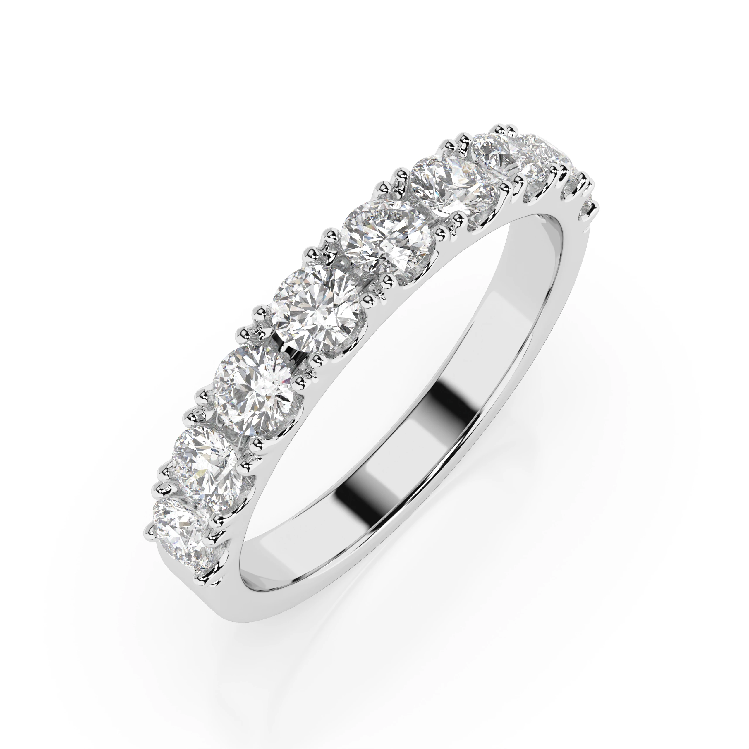Inel de logodnă eternity din aur cu diamante naturale, diamant central rotund de 0.78 ct, G/SI – Celestia Sublimă
