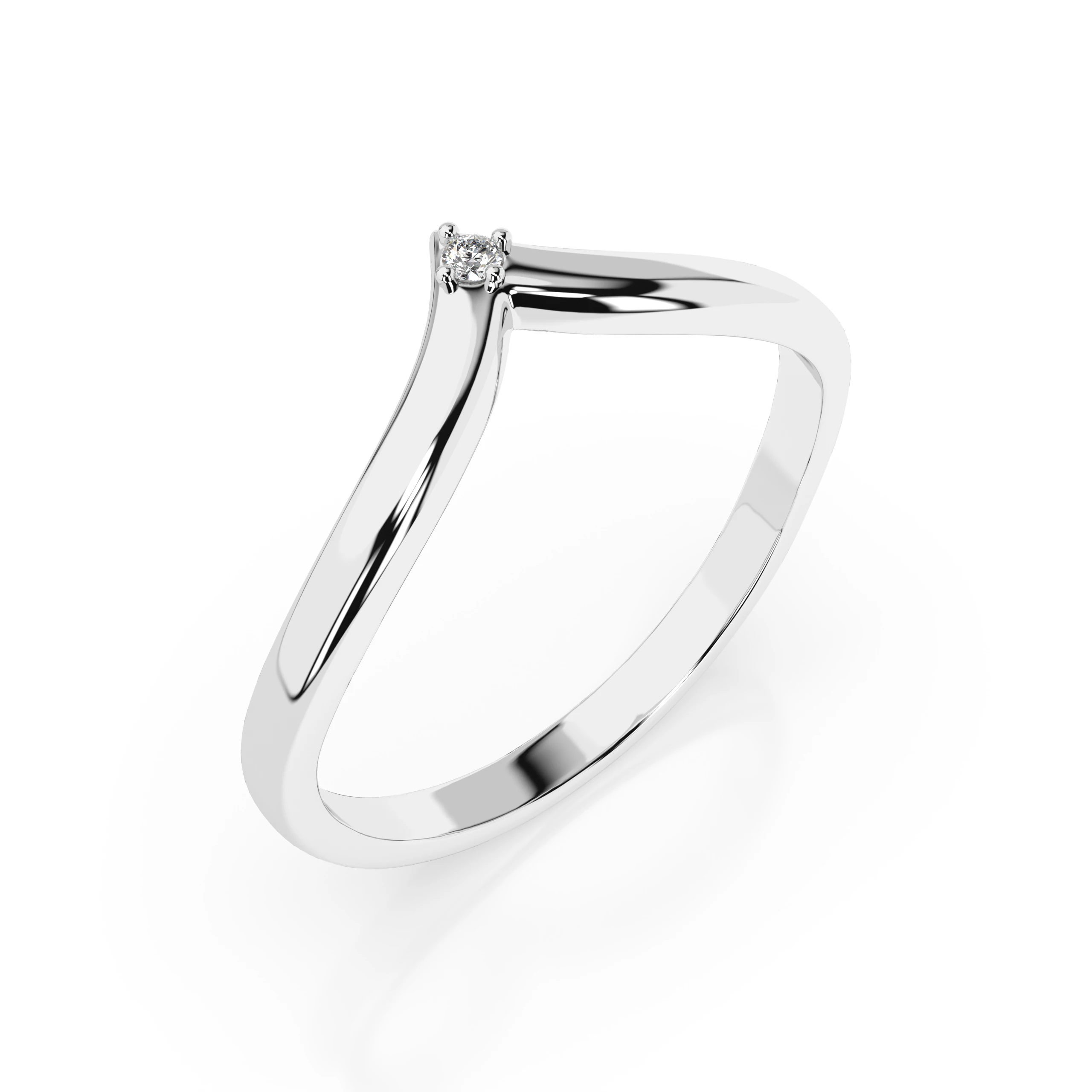 Inel de logodnă minimalist din aur cu diamant natural, diamant central rotund de 0.01 ct, G/SI – Leonora Divină
