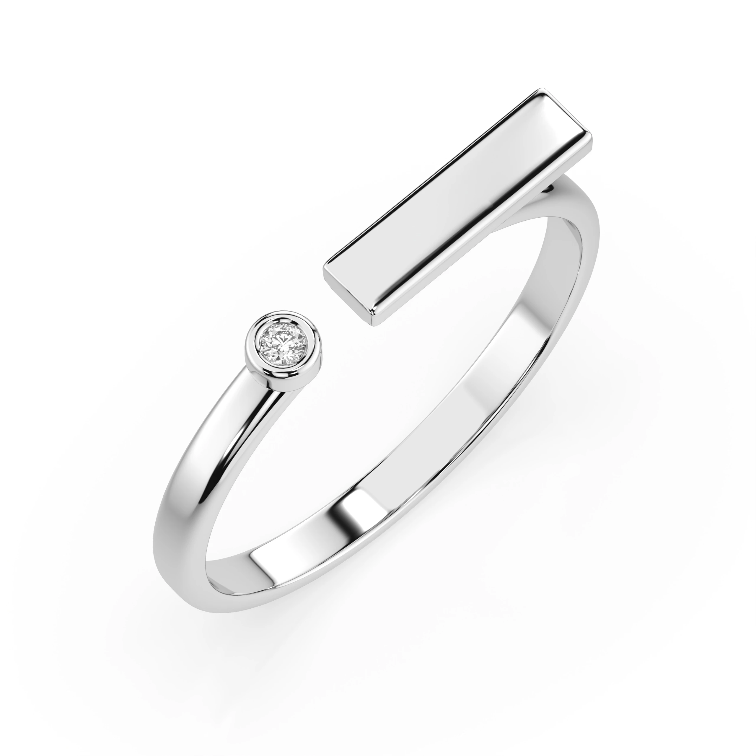 Inel de logodnă minimalist din aur 14k cu diamant natural, diamant central rotund de 0.02 ct, G/SI – Amalthea Rafinată