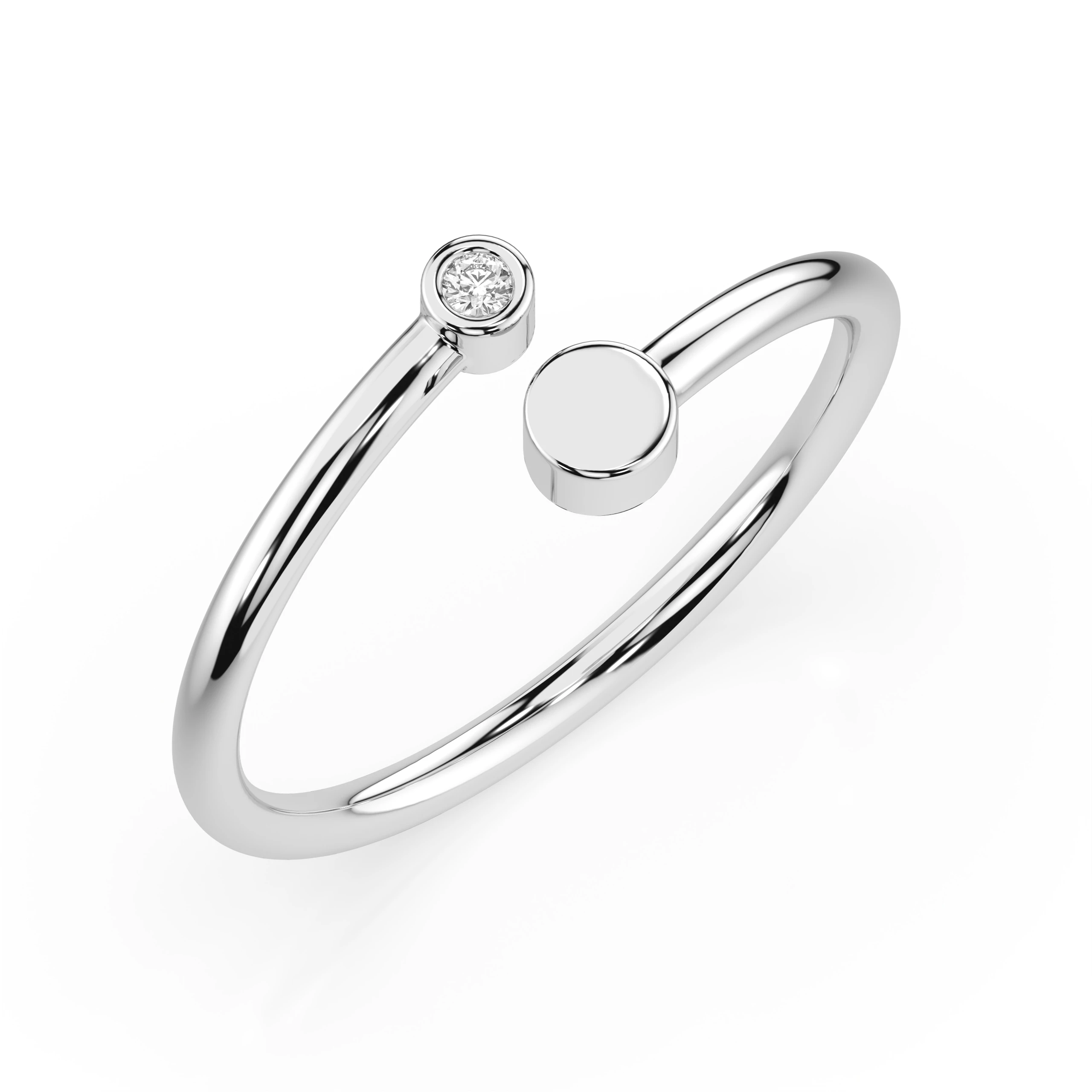 Inel de logodnă minimalist din aur 14k cu diamant natural, diamant central rotund de 0.02 ct, G/SI – Serenella Luminoasă