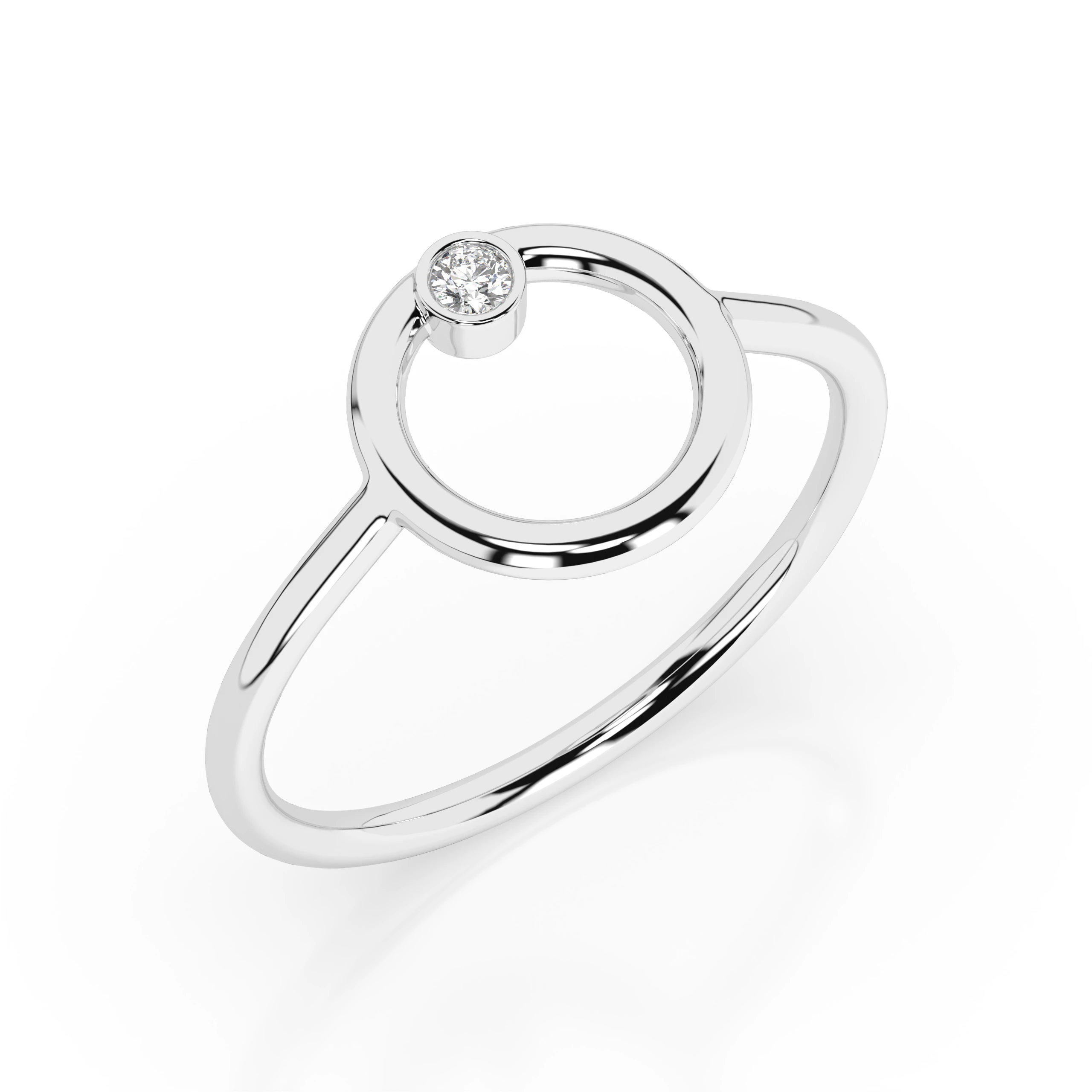 Inel de logodnă minimalist din aur 14k cu diamant natural, diamant central rotund de 0.03 ct, G/SI – Arabella Regală