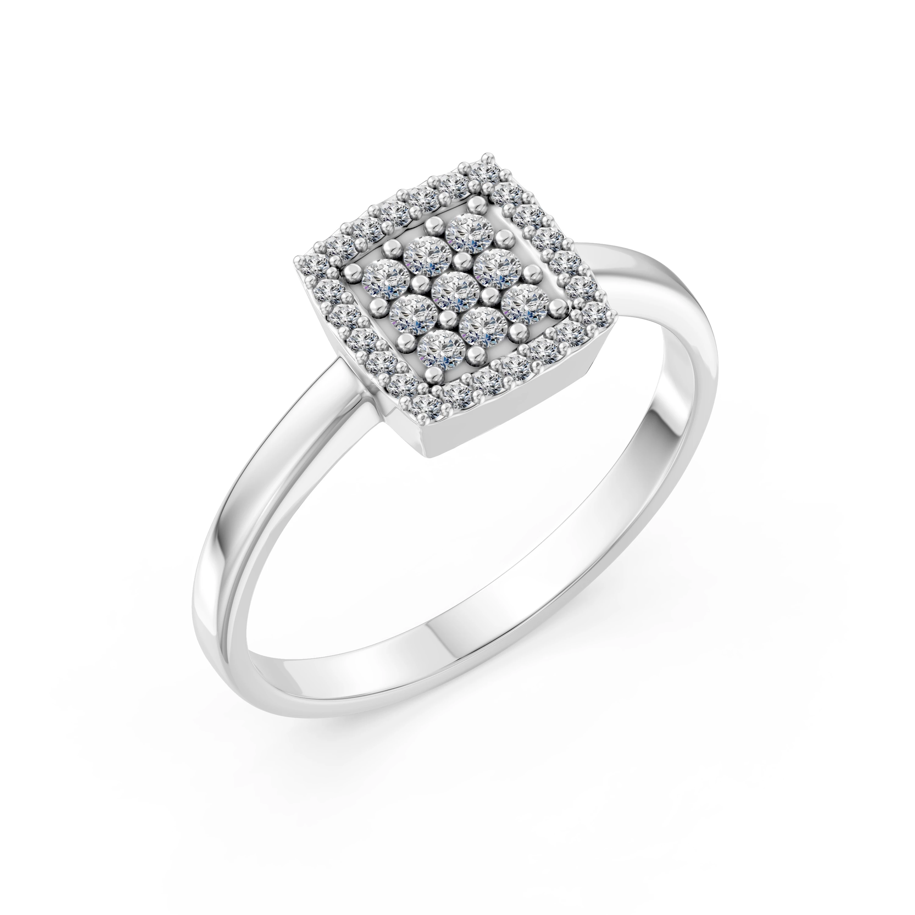 Inel de logodnă minimalist din aur 14k cu diamante naturale, diamant central de 0.12 ct, G/SI – Florentina Romantică