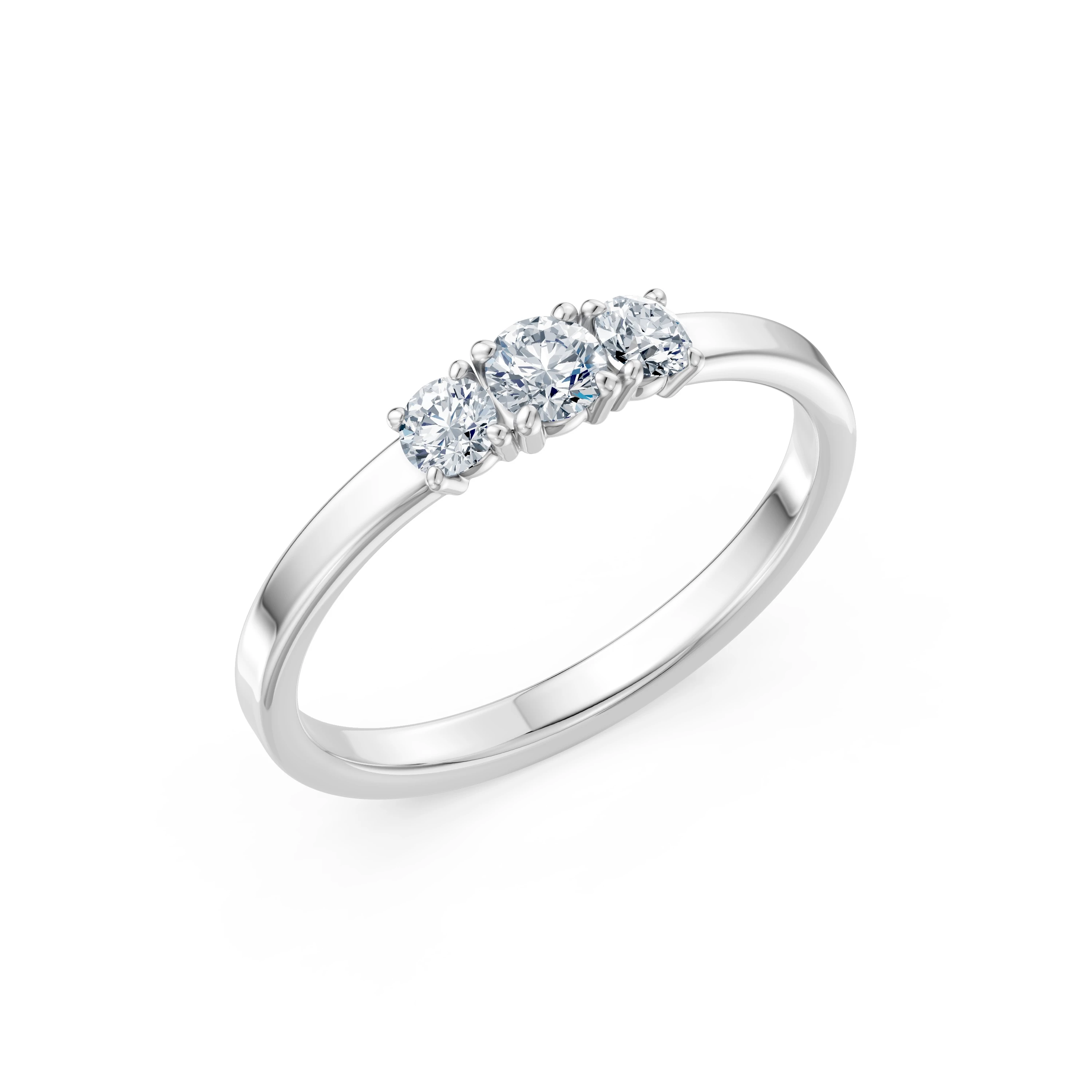 Inel de logodnă solitaire cu diamante laterale din aur 14k cu diamante naturale, diamant central de 0.15 ct, G/SI – Violetta Regală