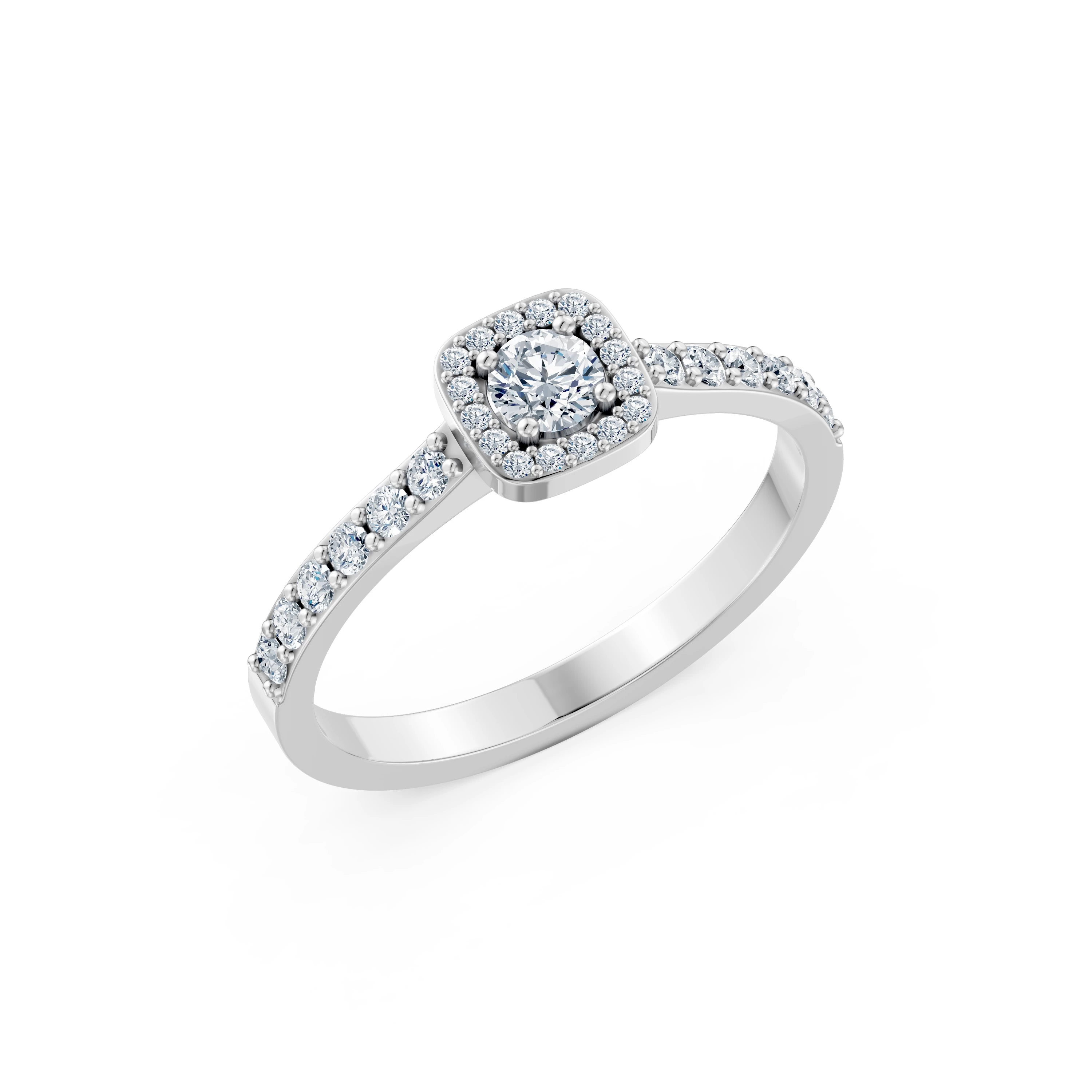 Inel de logodnă solitaire cu diamante laterale din aur 14k cu diamante naturale, diamant central de 0.2 ct, G/SI – Violetta Rafinată