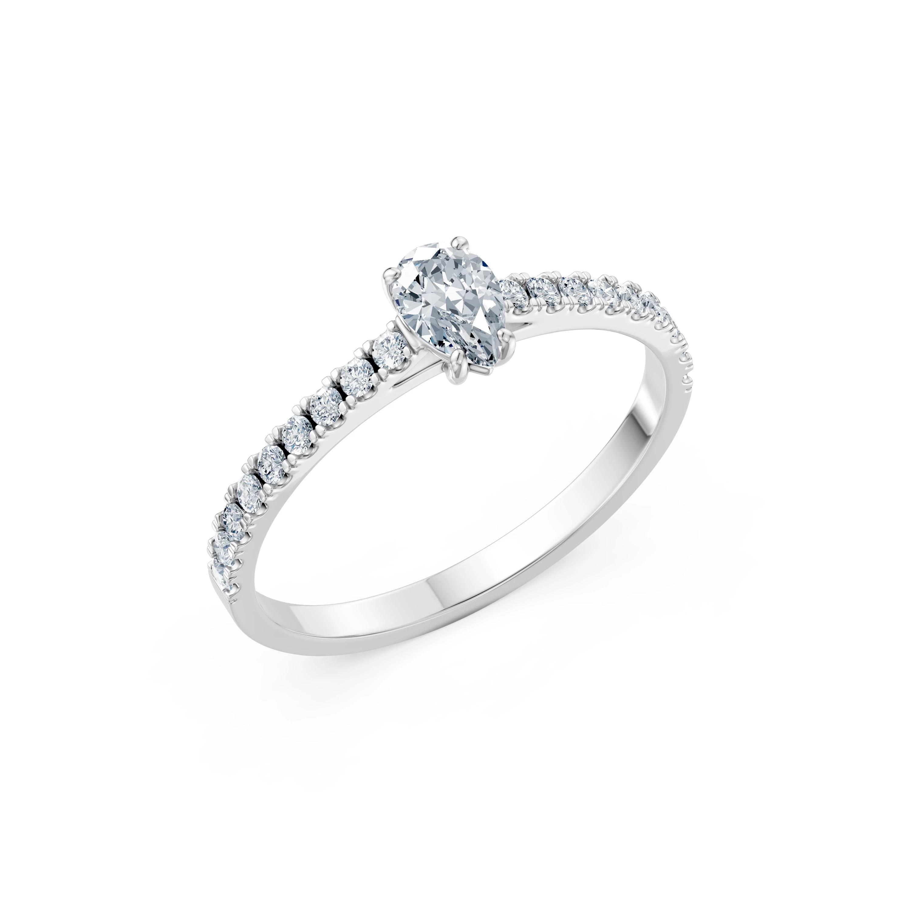 Inel de logodnă solitaire cu diamante laterale din aur cu diamante naturale, diamant central de 0.3 ct, G/SI – Aurelia Prețioasă