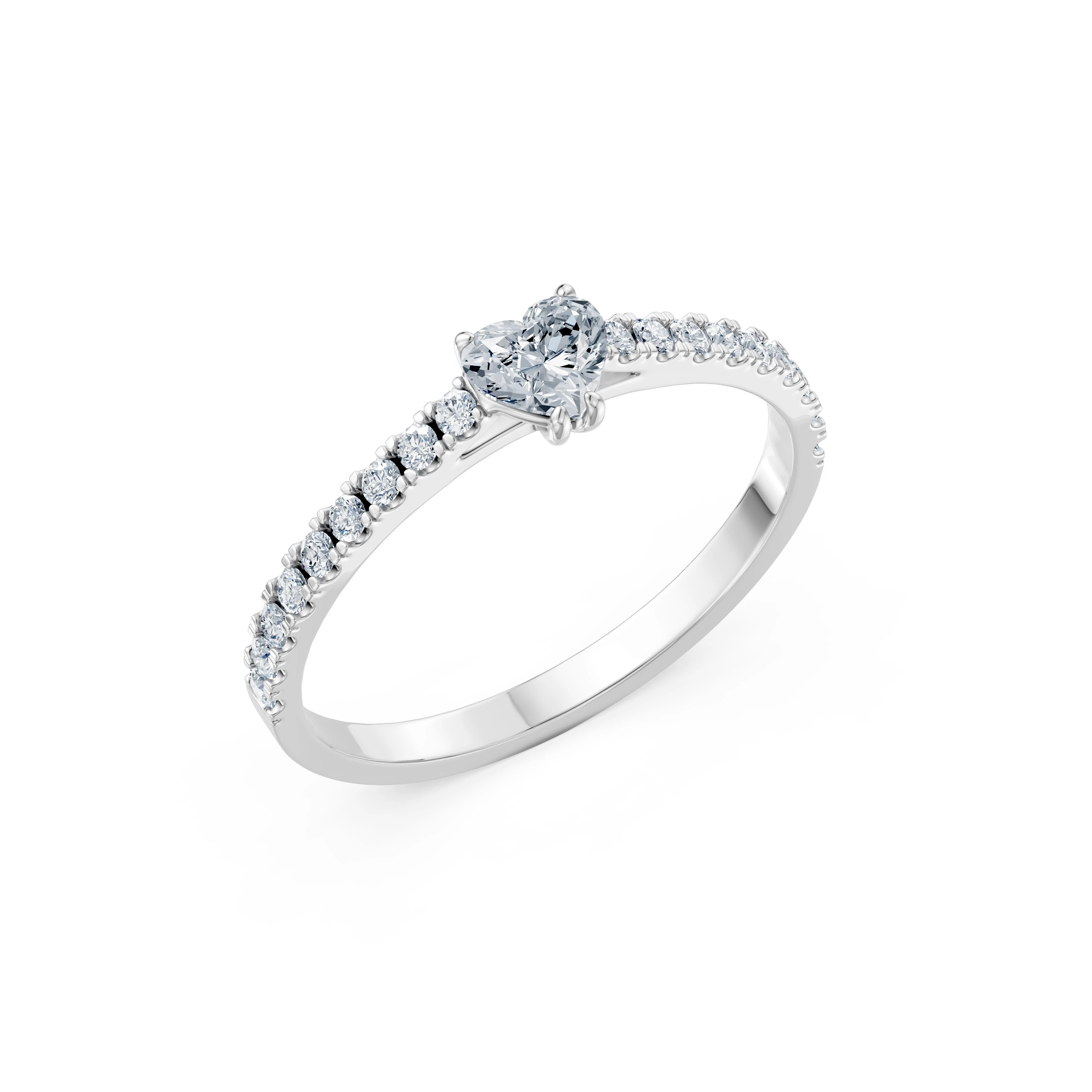 Inel de logodnă solitaire cu diamante laterale din aur 14k cu diamante naturale, diamant central de 0.3 ct, G/SI – Calista Strălucitoare