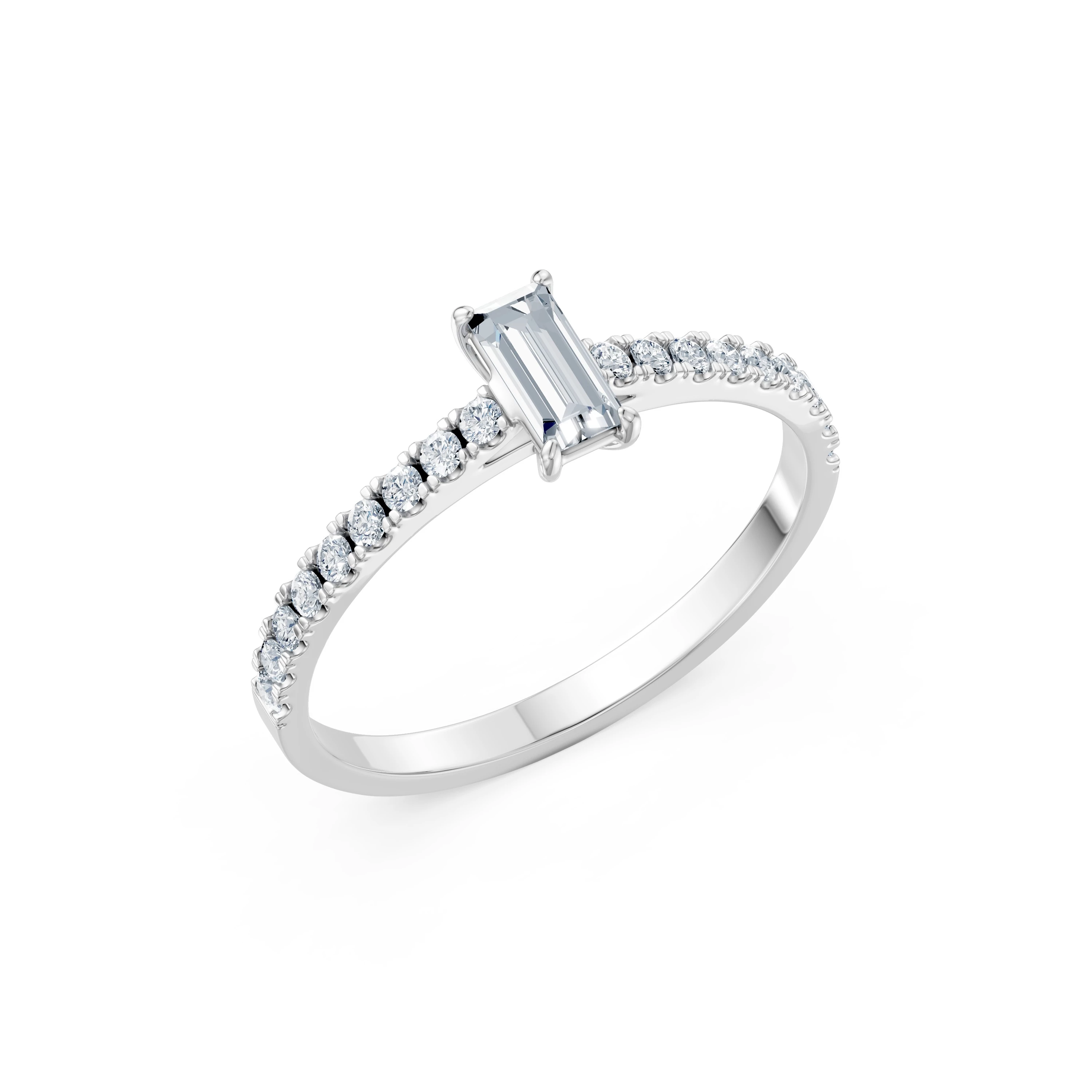 Inel de logodnă solitaire cu diamante laterale din aur cu diamante naturale, diamant central de 0.3 ct, G/SI – Ophelia Divină
