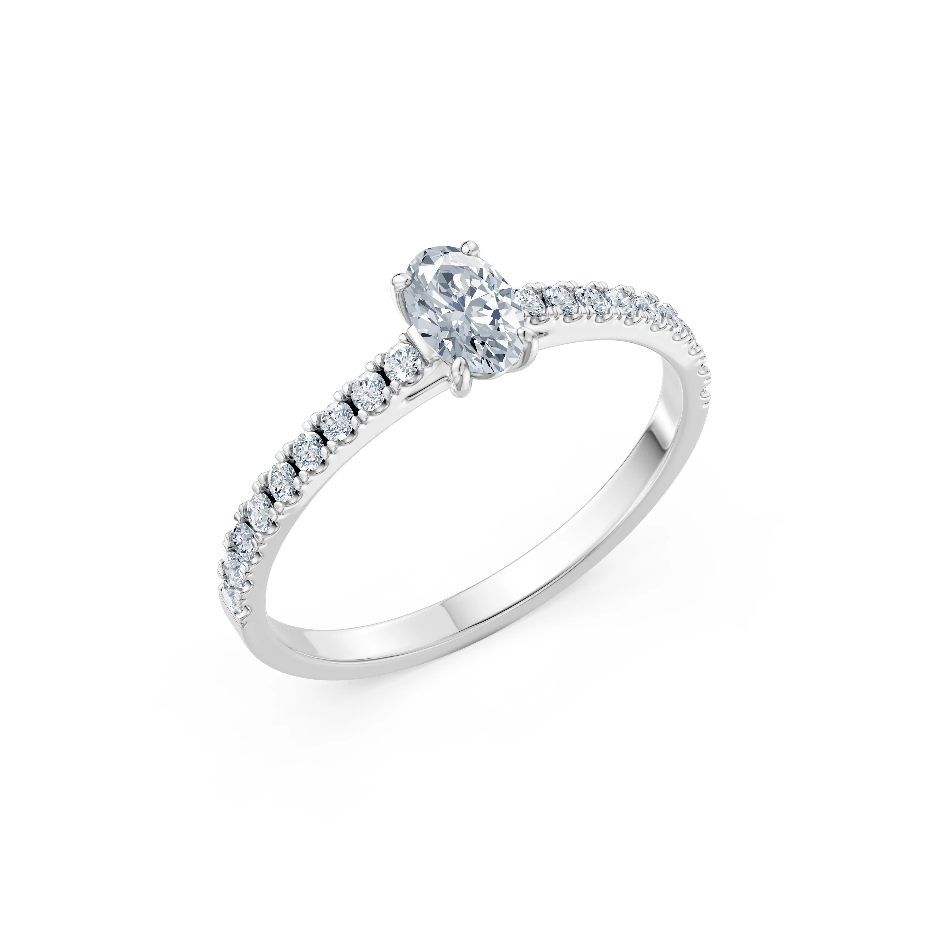 Inel de logodnă solitaire cu diamante laterale din aur cu diamante naturale, diamant central de 0.3 ct, G/SI – Valentina Armonioasă