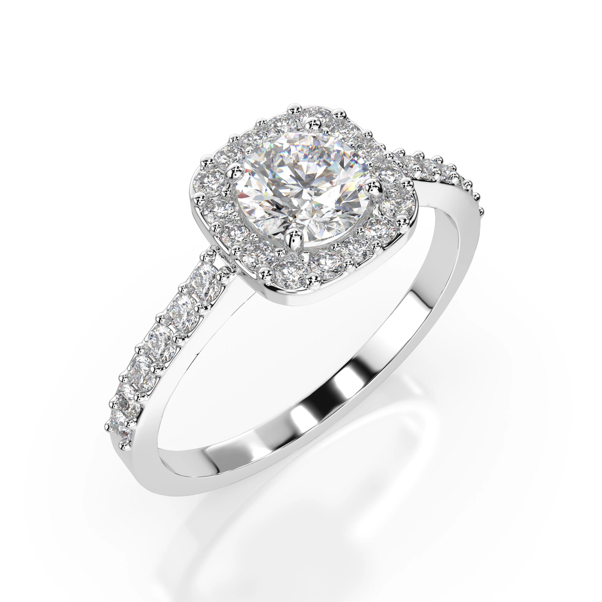 Inel de logodnă solitaire cu diamante laterale din aur 14k cu diamante naturale, diamant central rotund de 0.5 ct, G/SI – Violetta Prețioasă