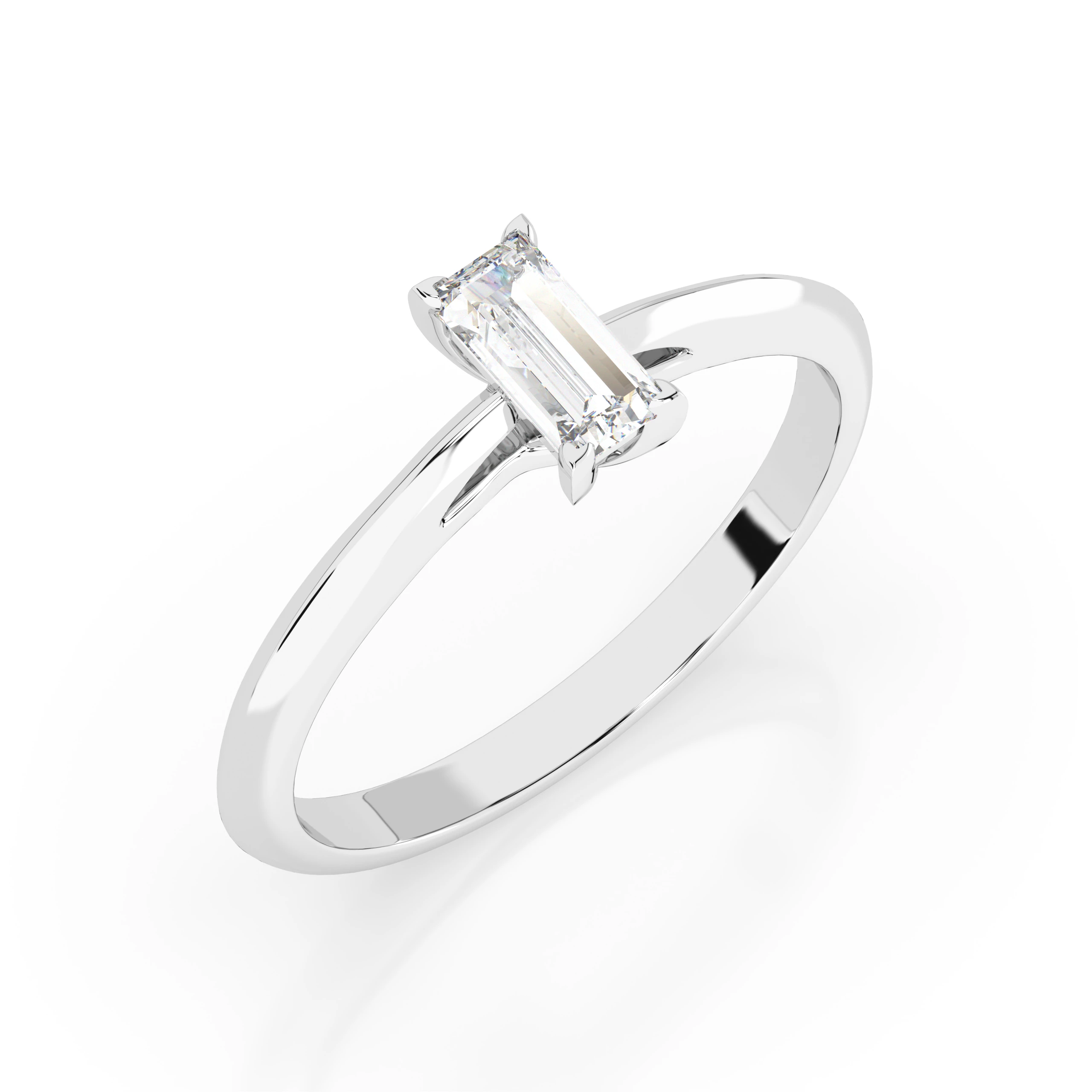 Inel de logodnă solitaire din aur 14k cu diamant natural, diamant central baghetă de 0.3 ct, G/SI – Julietta Eternă