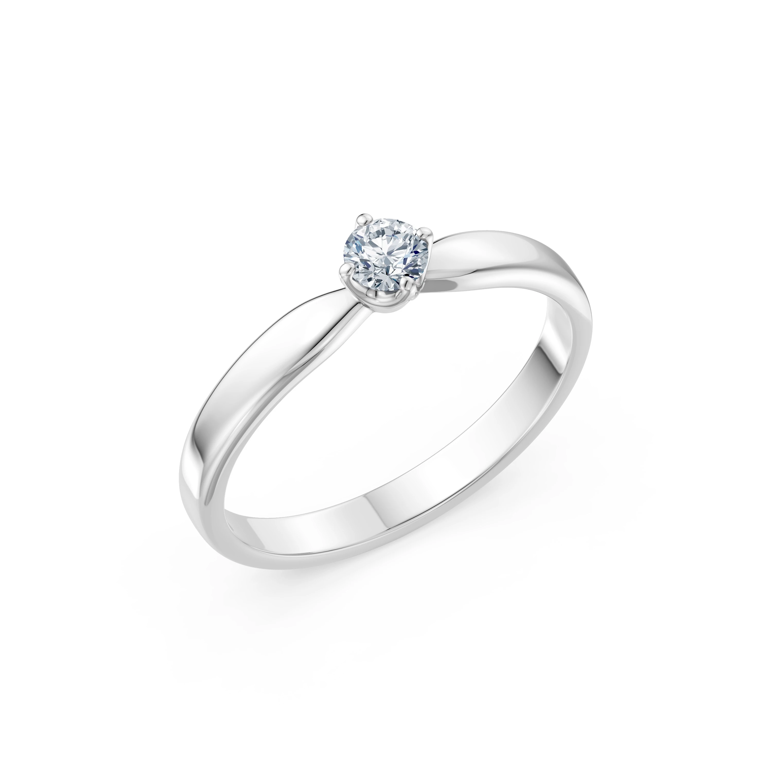 Inel de logodnă solitaire din aur 14k cu diamant natural, diamant central de 0.2 ct, G/SI – Calista Regală