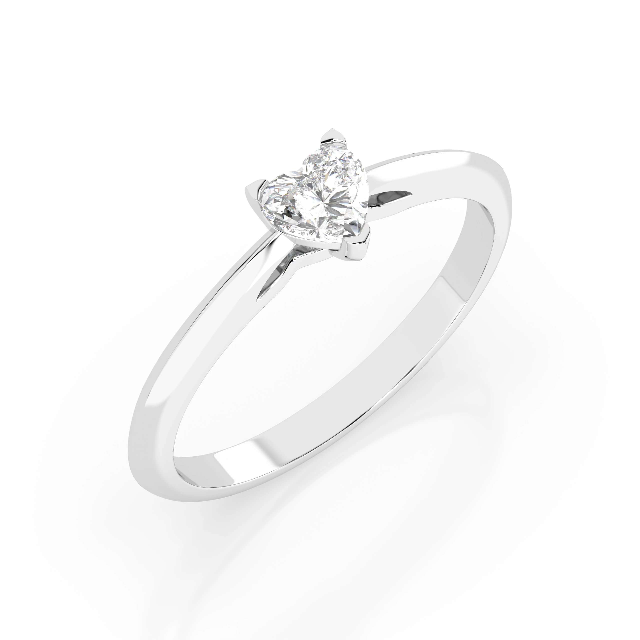 Inel de logodnă solitaire din aur cu diamant natural, diamant central inimă de 0.3 ct, G/SI – Leonora Rafinată