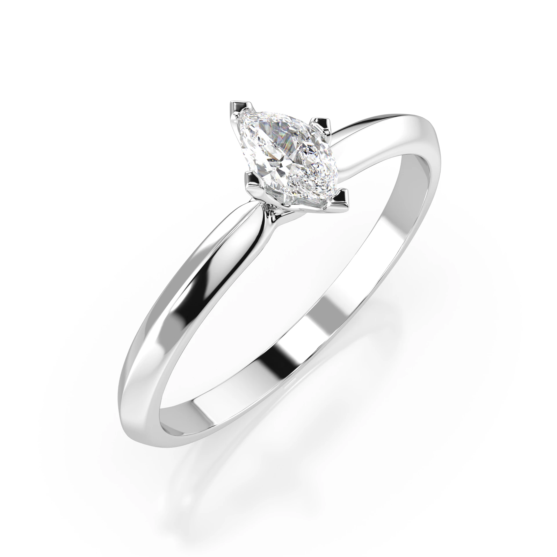 Inel de logodnă solitaire din aur cu diamant natural, diamant central marchiză de 0.15 ct, G/SI – Rosalina Regală