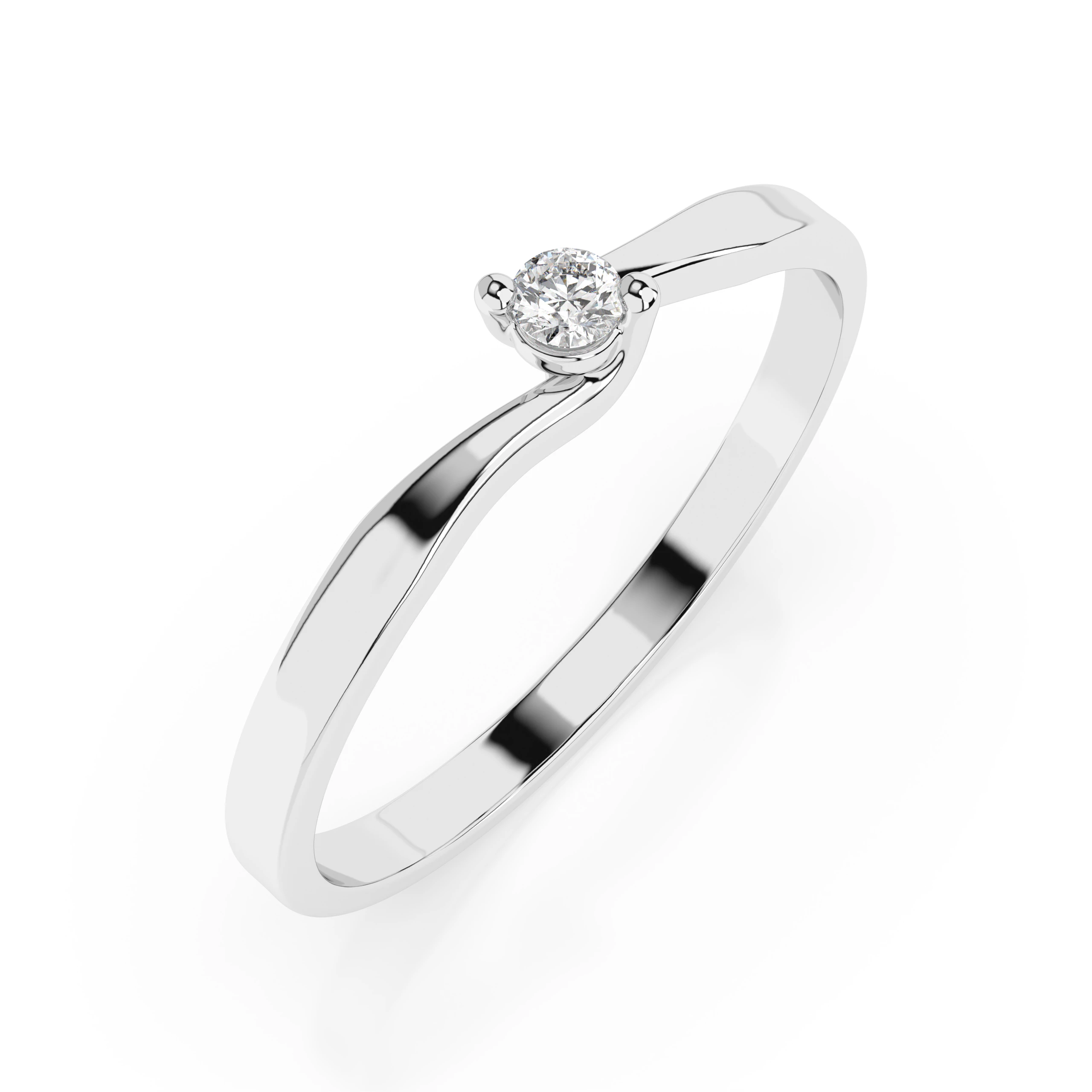 Inel de logodnă solitaire din aur cu diamant natural, diamant central rotund de 0.04 ct, G/SI – Ophelia Rafinată
