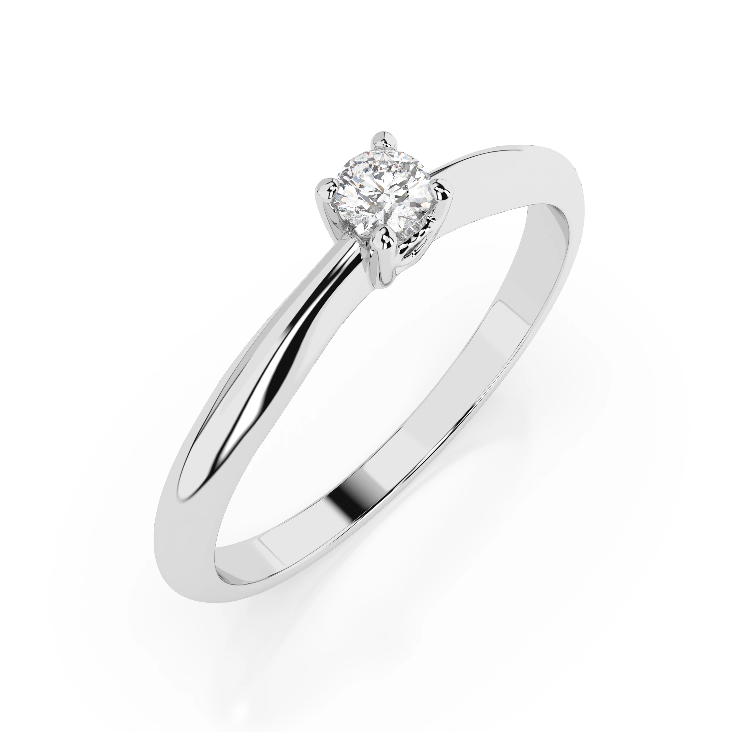 Inel de logodnă solitaire din aur 14k cu diamant natural, diamant central rotund de 0.06 ct, G/SI – Arabella Grațioasă