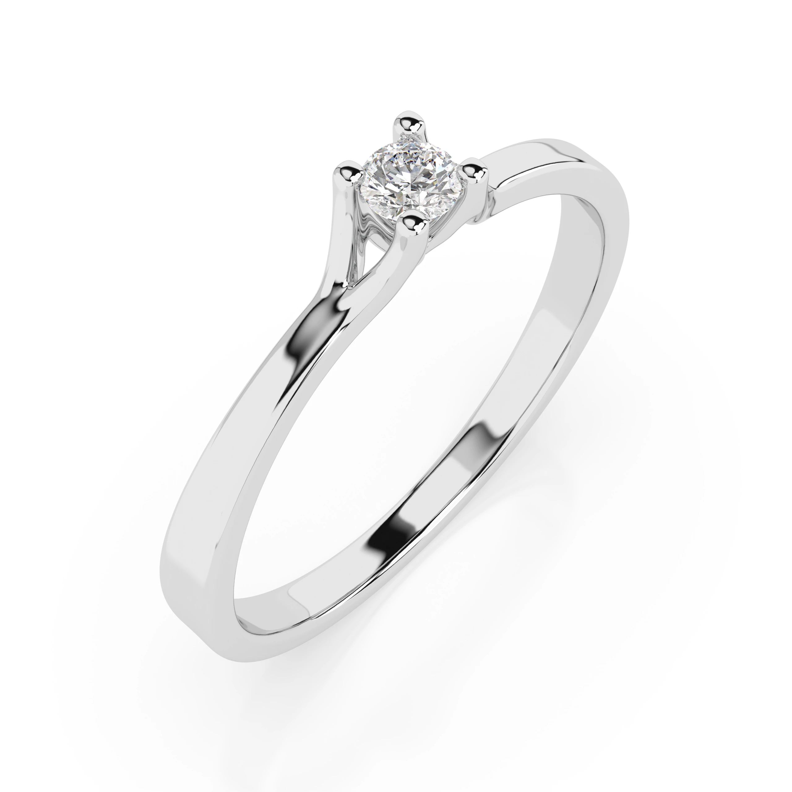 Inel de logodnă solitaire din aur 14k cu diamant natural, diamant central rotund de 0.06 ct, G/SI – Calista Sublimă
