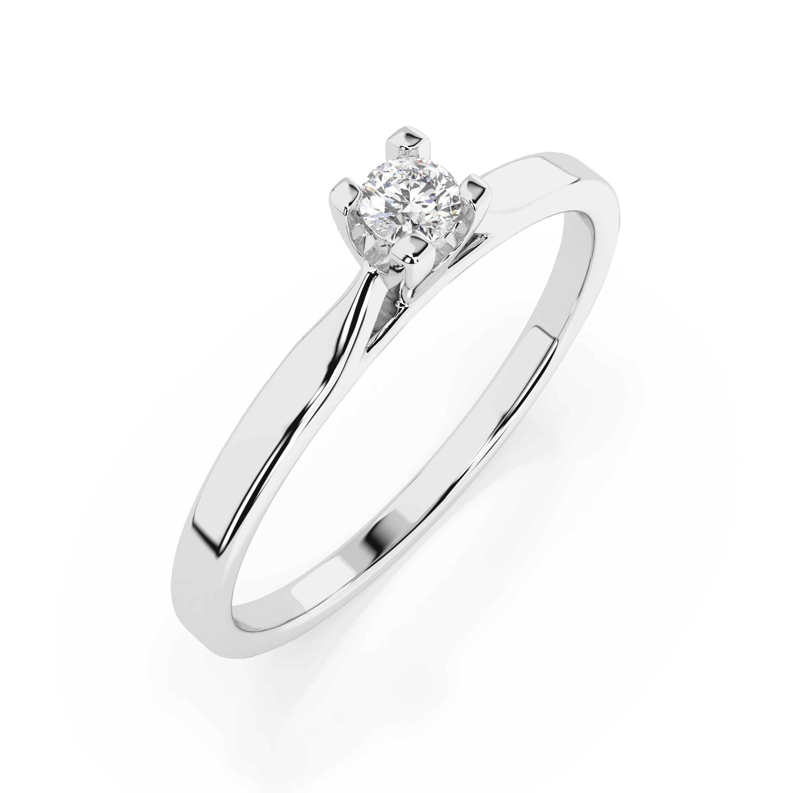 Inel de logodnă solitaire din aur cu diamant natural, diamant central rotund de 0.06 ct, G/SI – Isadora Rafinată