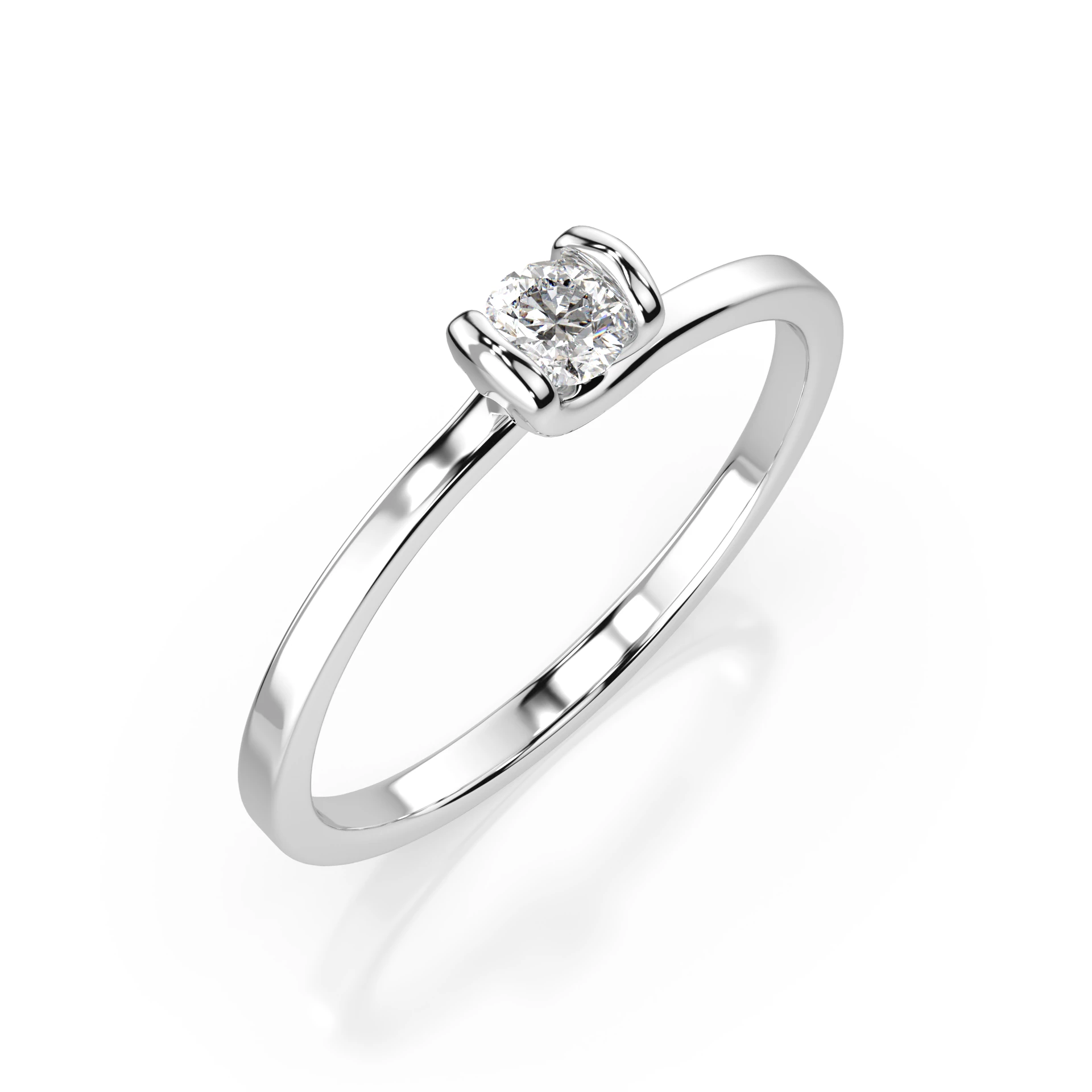 Inel de logodnă solitaire din aur 14k cu diamant natural, diamant central rotund de 0.06 ct, G/SI – Rosalina Grațioasă