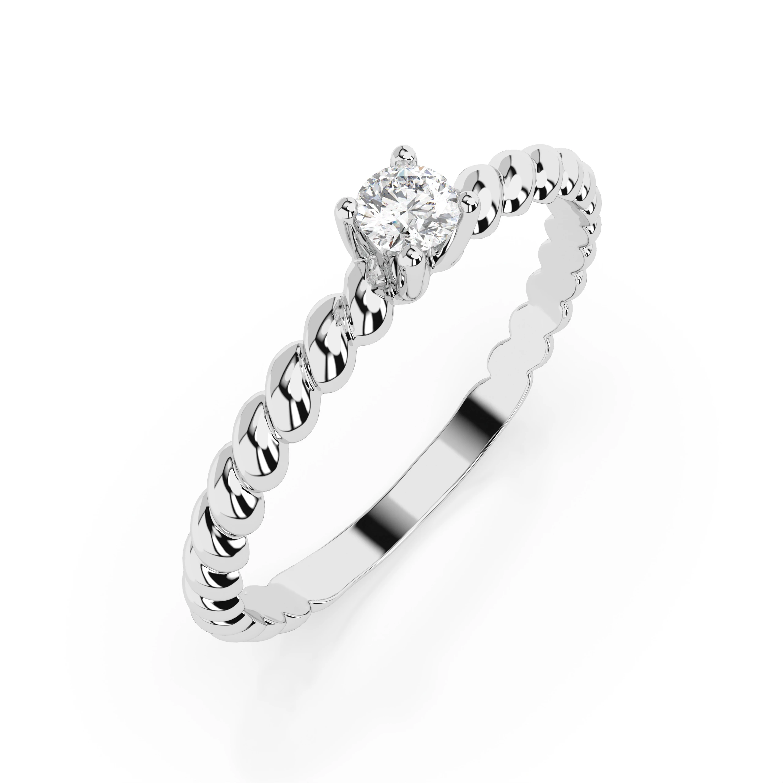 Inel de logodnă solitaire din aur cu diamant natural, diamant central rotund de 0.08 ct, G/SI – Celestia Rafinată