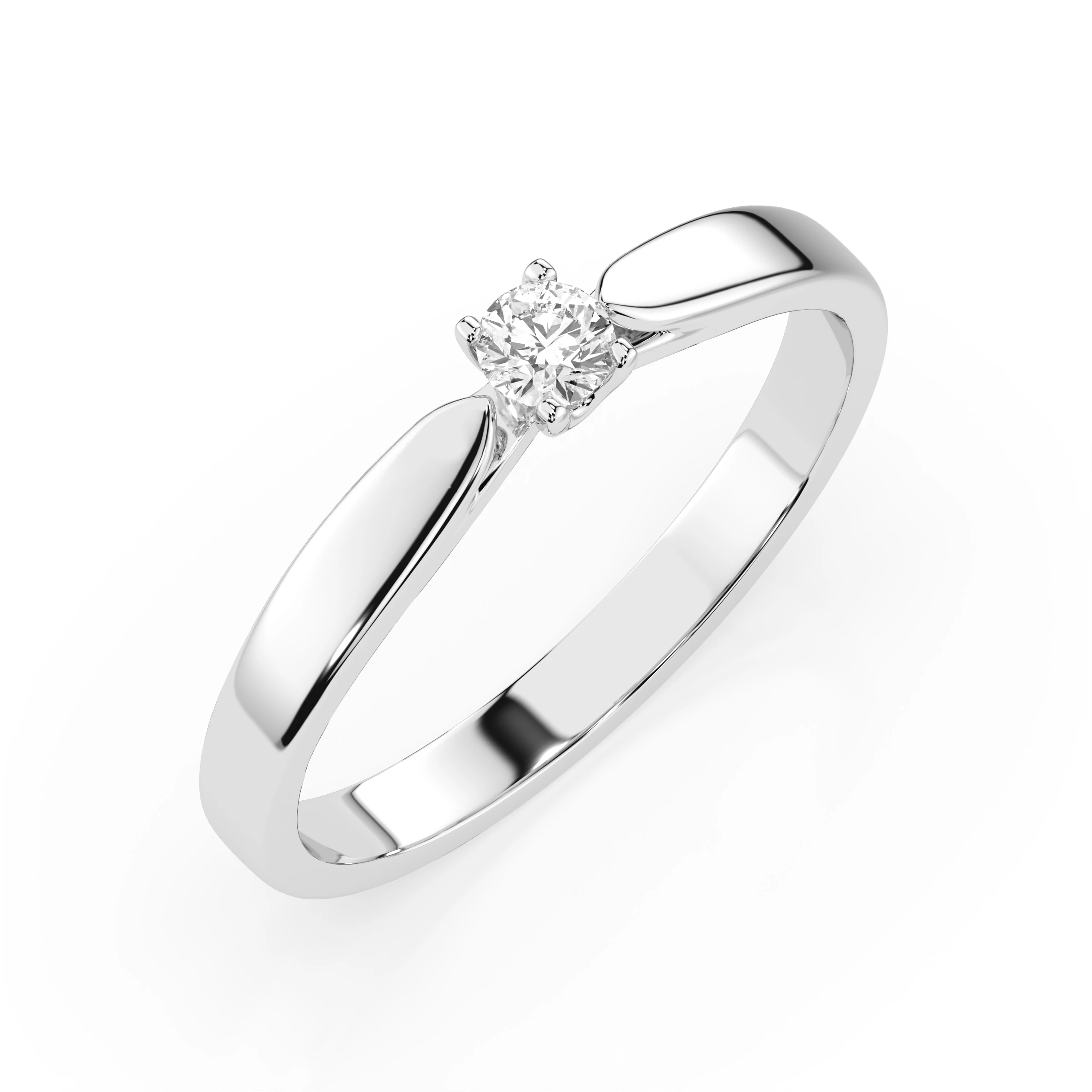 Inel de logodnă solitaire din aur 14k cu diamant natural, diamant central rotund de 0.08 ct, G/SI – Julietta Luminoasă