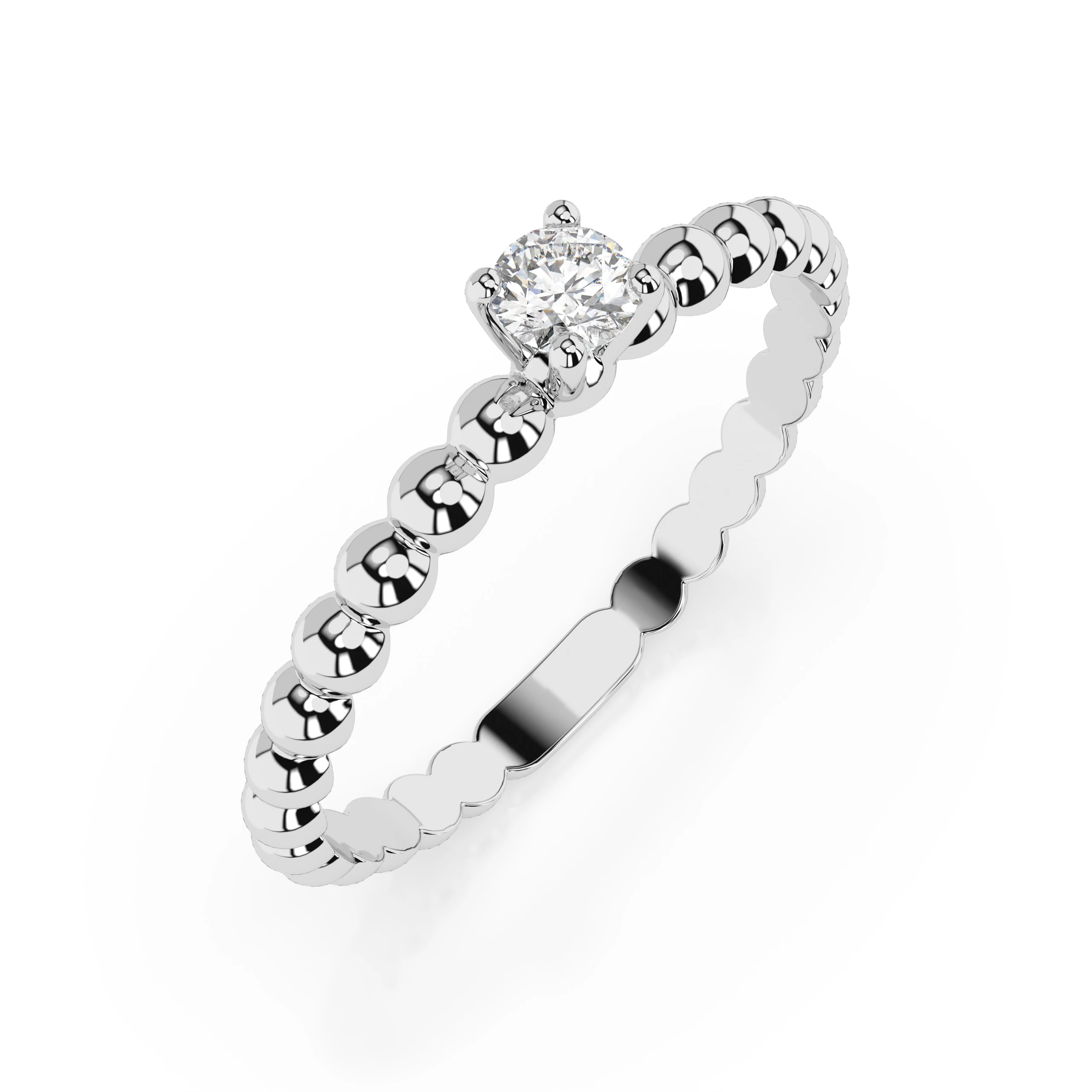 Inel de logodnă solitaire din aur cu diamant natural, diamant central rotund de 0.08 ct, G/SI – Leonora Regală